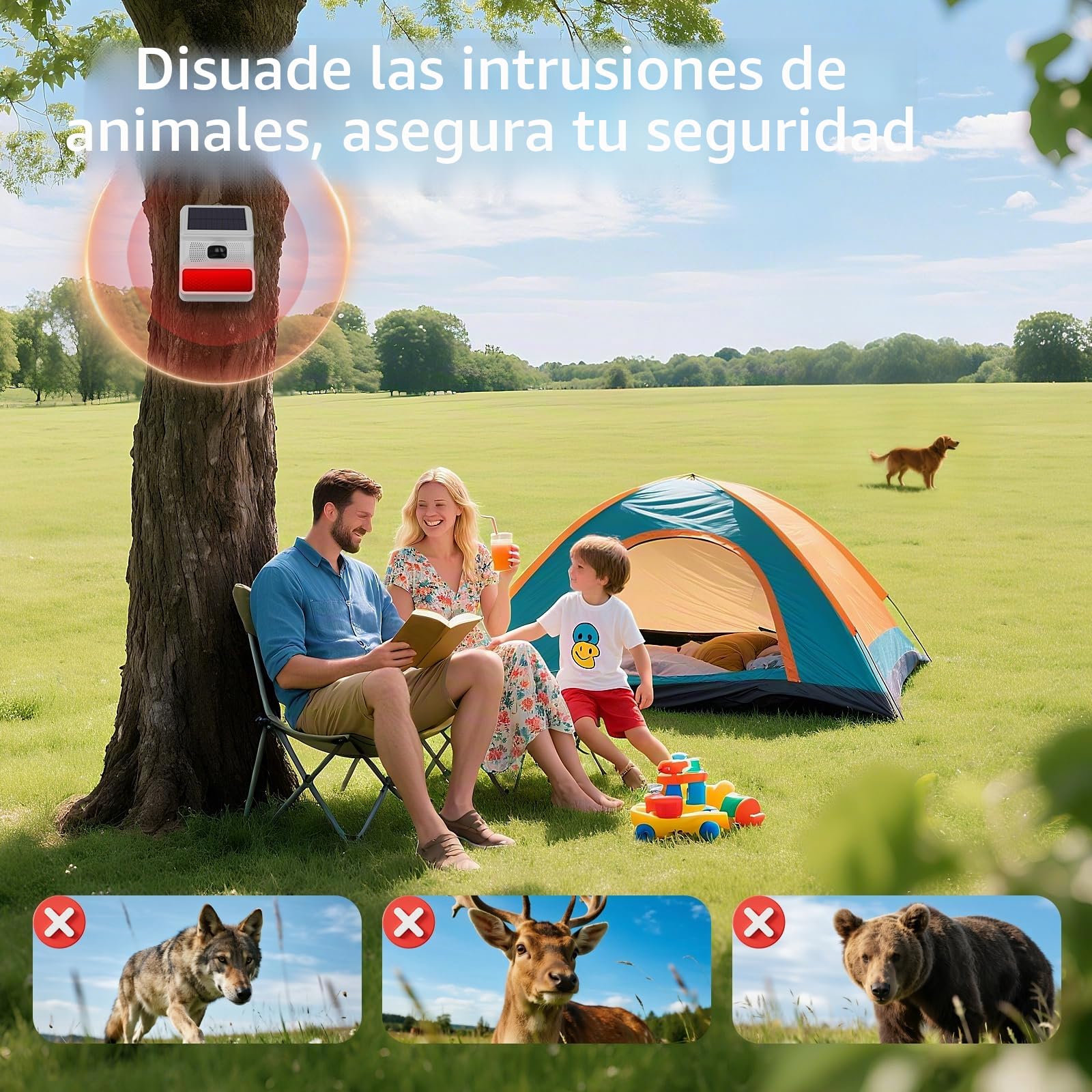 Sirena inteligente inalámbrica para exteriores con detector de movimiento de panel solar, paquete de 2 unidades, alarma fuerte y estroboscópico intermitente, control de romano, fácil de instalar