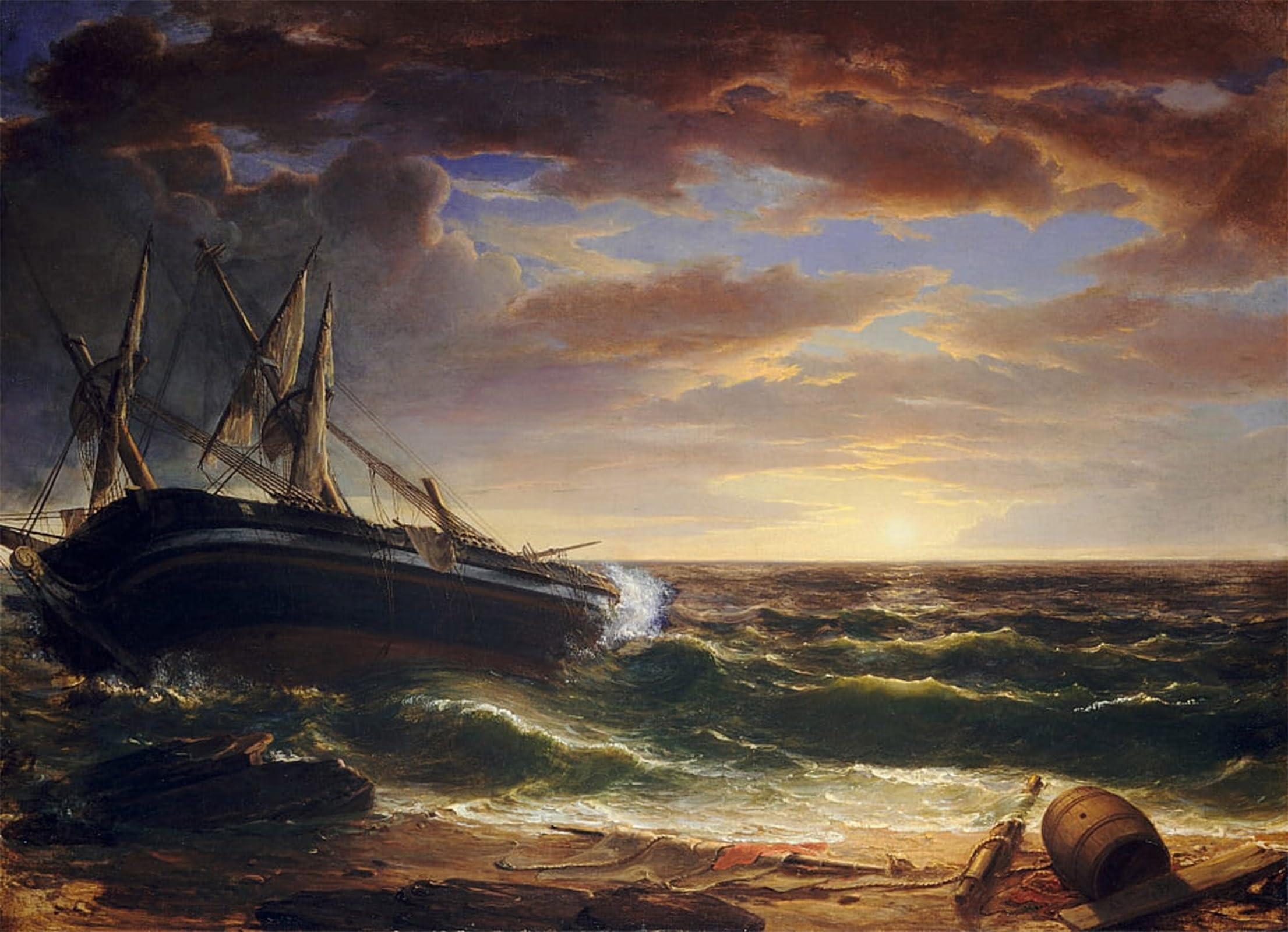 SERENDIPITP Vintage Wall Art Canvas Nordic Poster Canvas Print Picture the Stranded Ship by Asher Brown Durand Wall Art Poster for Home Decor 60x90cm