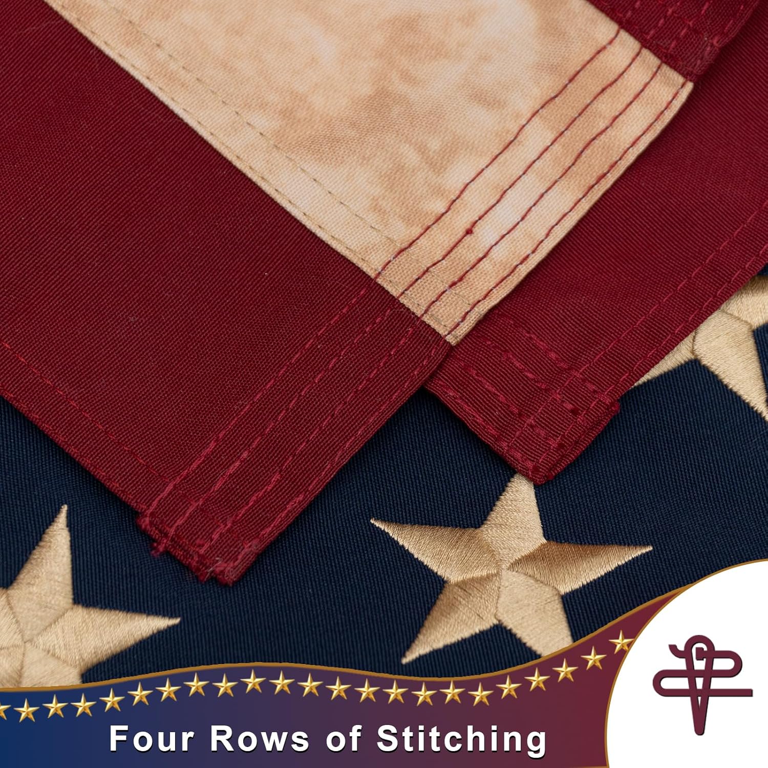 JRED 100% Cotton Vintage American Flags for Outside 3x5 FT Tea Stained US Flag Heavy Duty Outdoor USA Fade Resistant Embroidered Stars Sewn Stripes, Brass Grommets