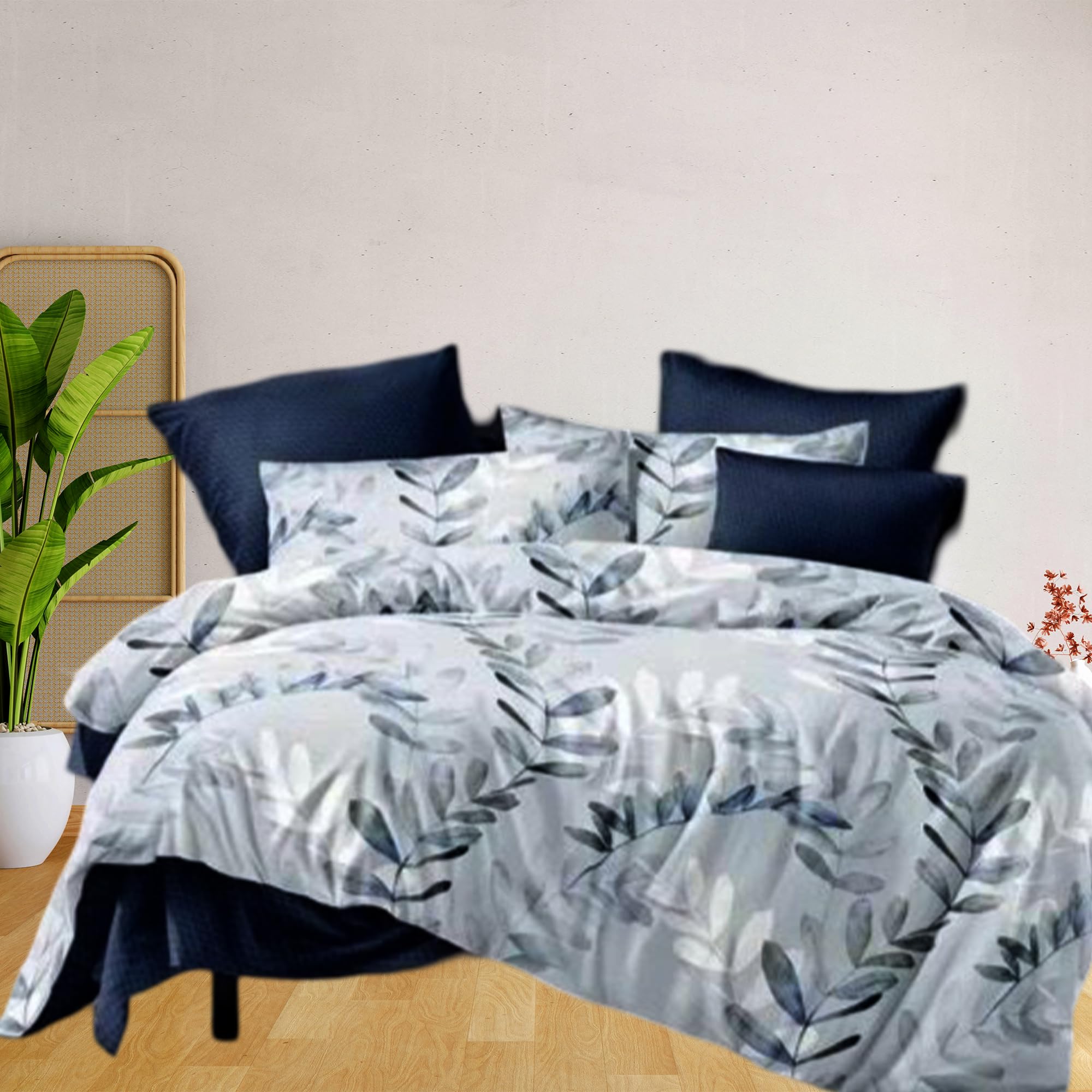 MOONCEE 4 PCs Single Bed Set, Single Fitted Sheet Duvet Cover Set 160x220 With 2 Pillowcase, High Cotton Microfiber Blend Quality Single Bedding Set With Duvet Cover For Single Bed (4FS10)