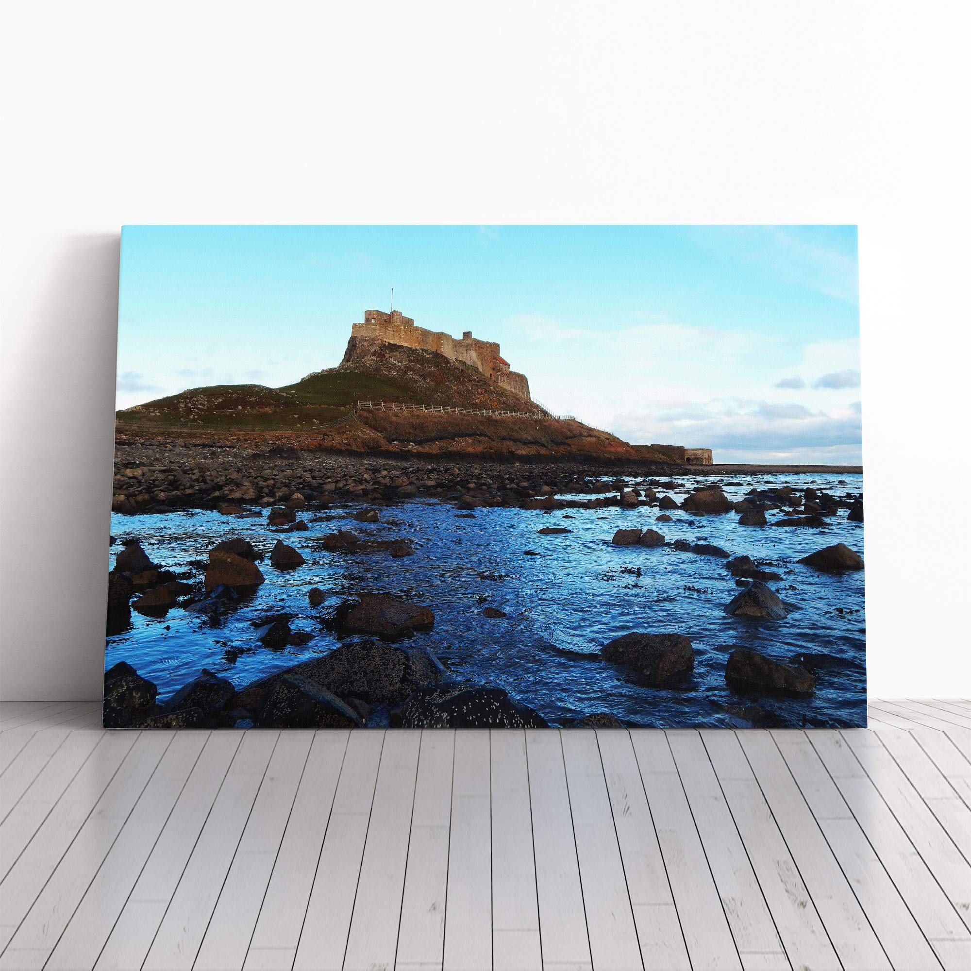 Landscape Angelsey Castle Wales Canvas Print | Gallery Wrapped 30mm Frame Wall Art | 24x16 inches | Ready to Hang | Modern Landscape Picture | Living Room Bedroom Lounge Office