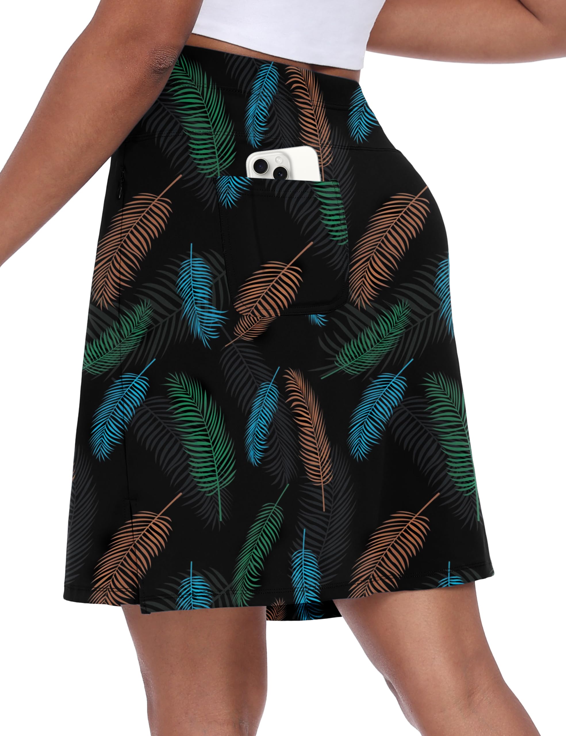 Desol Tennisrock Damen Knielang Sportrock Hoher Taille Hosenrock Golfrock Wanderrock Damen mit Innenhose und Tasche