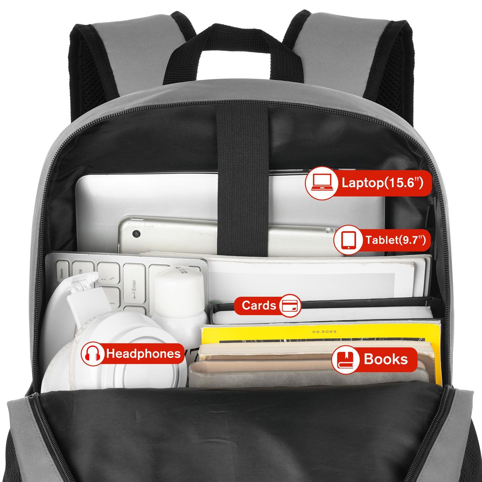 YAMTION Zaino per computer portatile, zaino con porta USB per lavoro universitario
