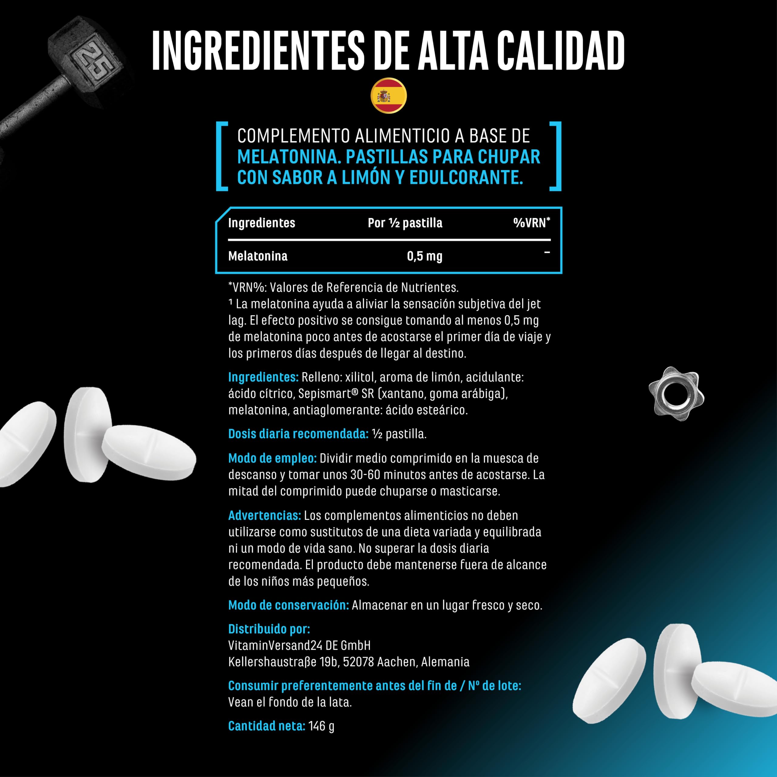 Melatonina Time Release – 365 comprimidos para chupar con sabor a limón – Liberación retardada gracias a Sepismart® SR – 0,5 mg por porción – Vegano y altamente puro