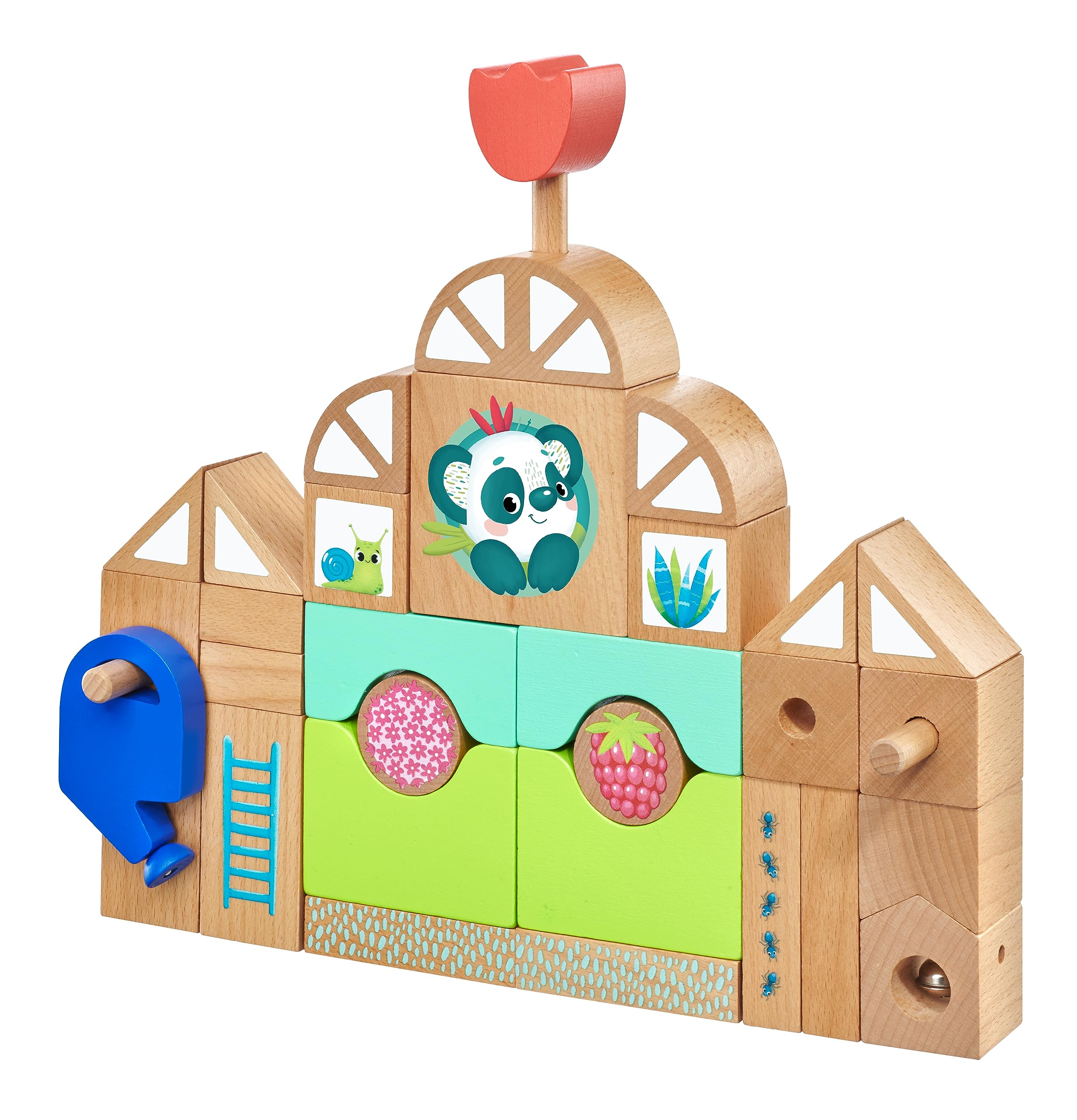 Selecta 62085 Tulips Garden, serre con mattoncini in legno, 34 pezzi
