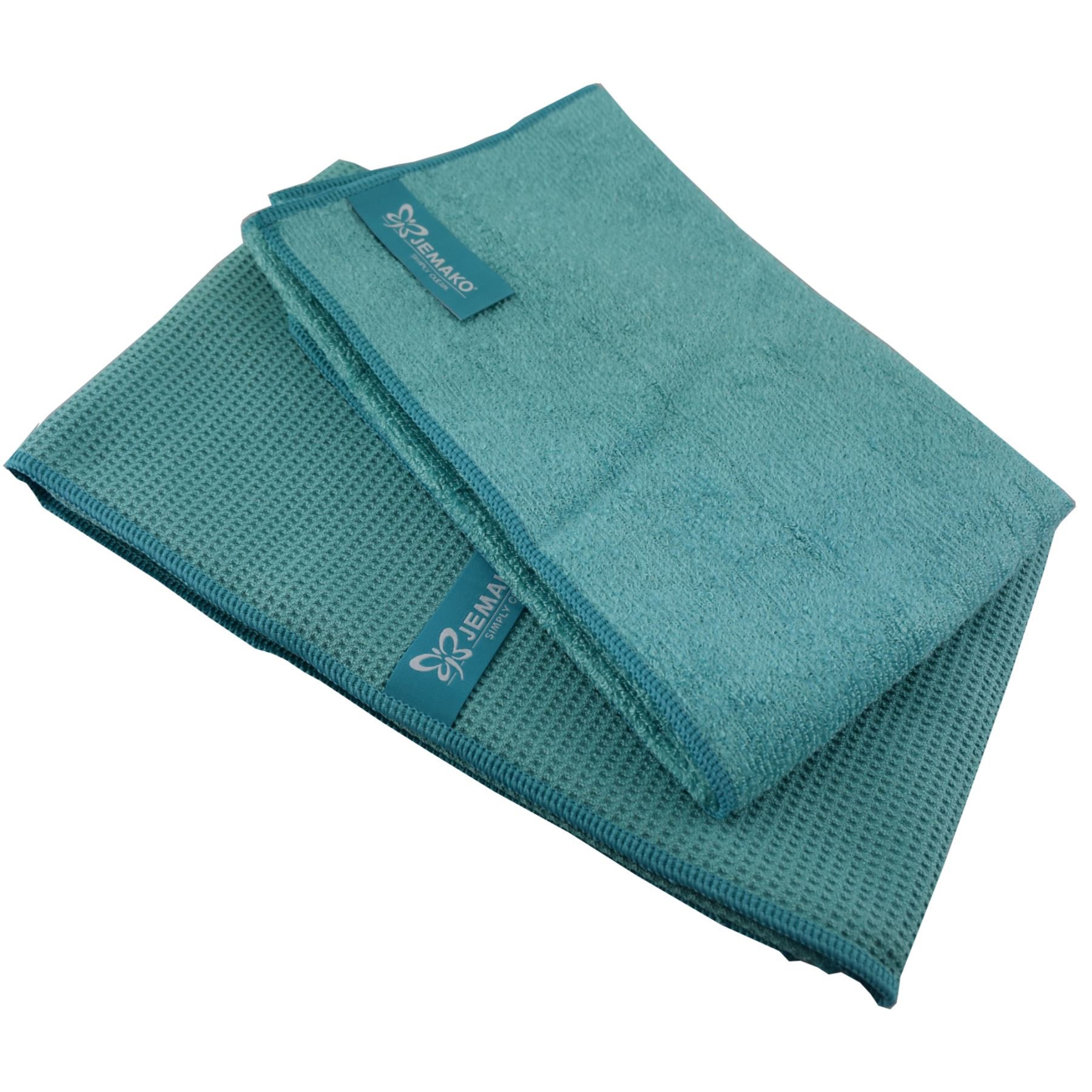 Jemako® 2er Set türkis Profituch & Trockentuch mittel 45 x 60 cm Fenster / Haushalt / Glas plus 2 Stück K7plus® Wäschenetze / Wäschesack