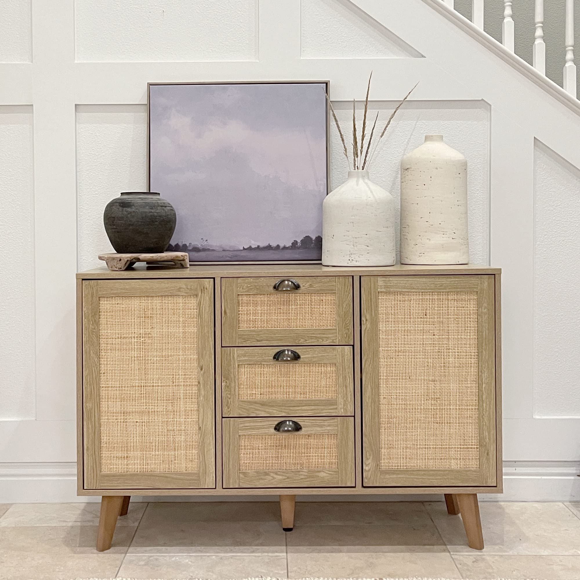 Buy PHI VILLA Sideboard Buffet with Storage Console Table Woven