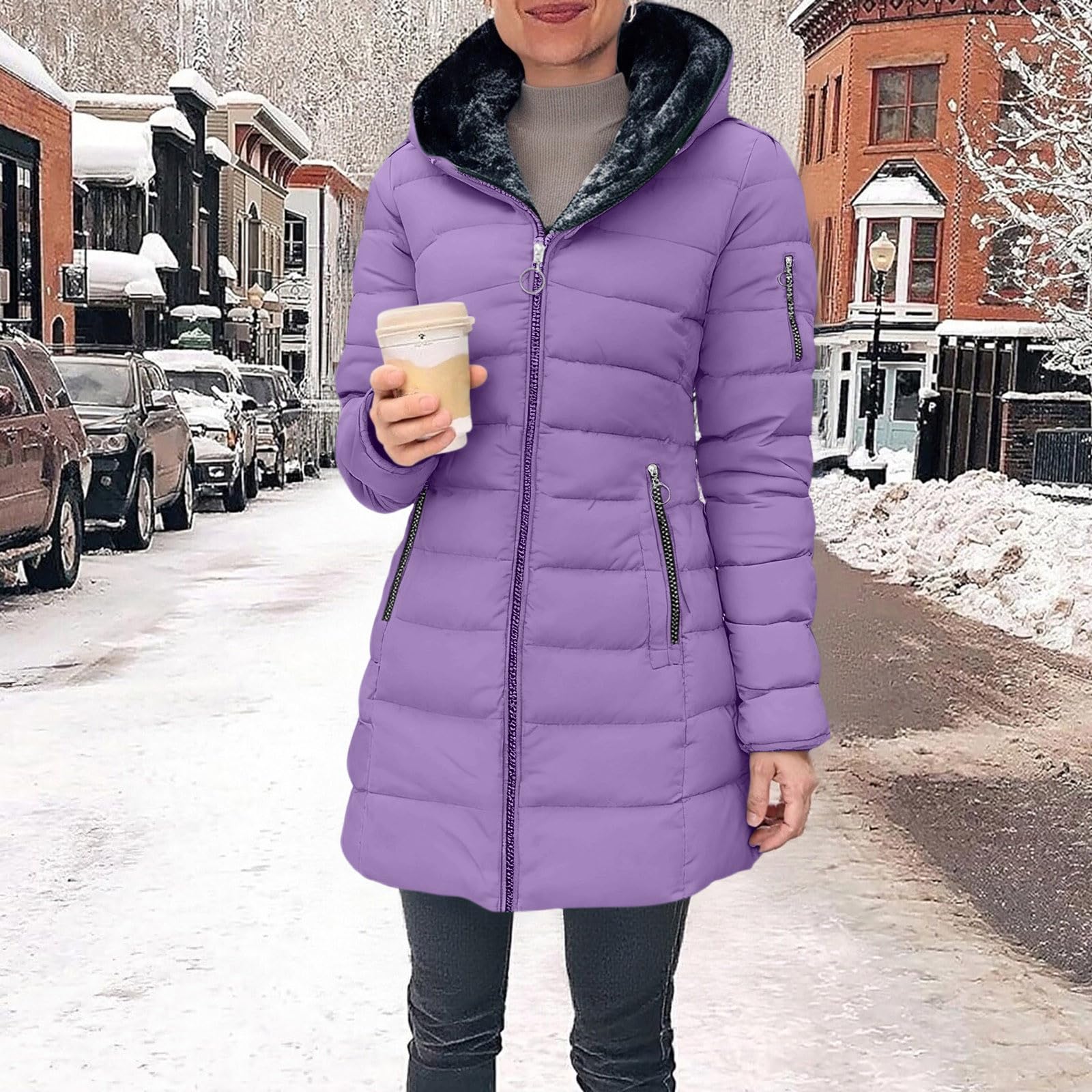 KOG Winterjacke Damen Baumwolle Wintermantel Warmes Daunenjacken Jacken Bekleidung Frau übergangsjacken Retro Trenchcoat Mode Hoodie Jacke Frauen Fleecejacken Basic Wanderjacke Teddyfleece Jacke