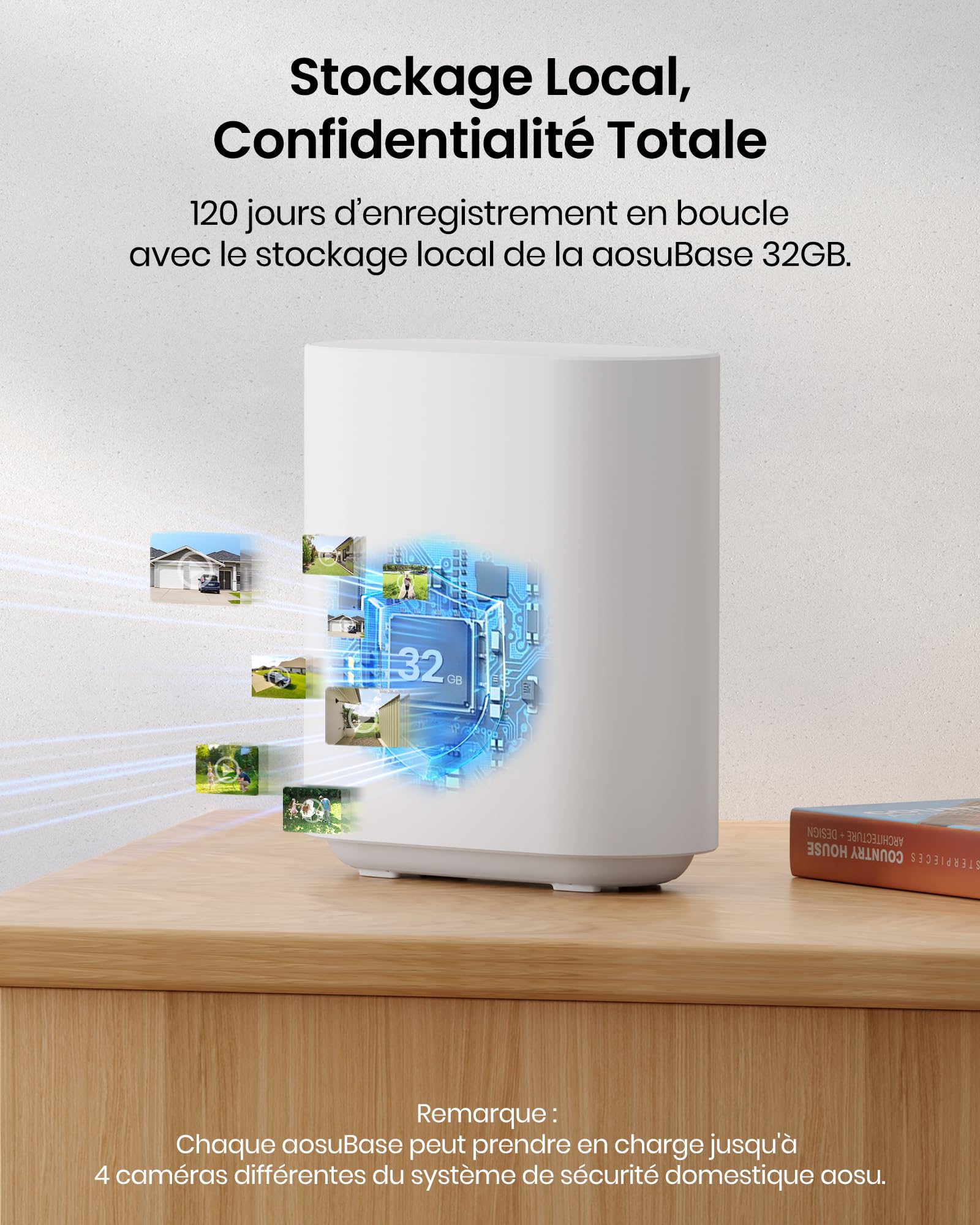 aosu 2K Caméra Surveillance WiFi Extérieure Intérieur sans Fil, Kit 2 Caméras avec aosuBase, sans Abonnement, Autonomie Jusqu’à 240 Jours, Audio Bidirectionnel Nuit en Couleur, Alerte Al Détection - 2
