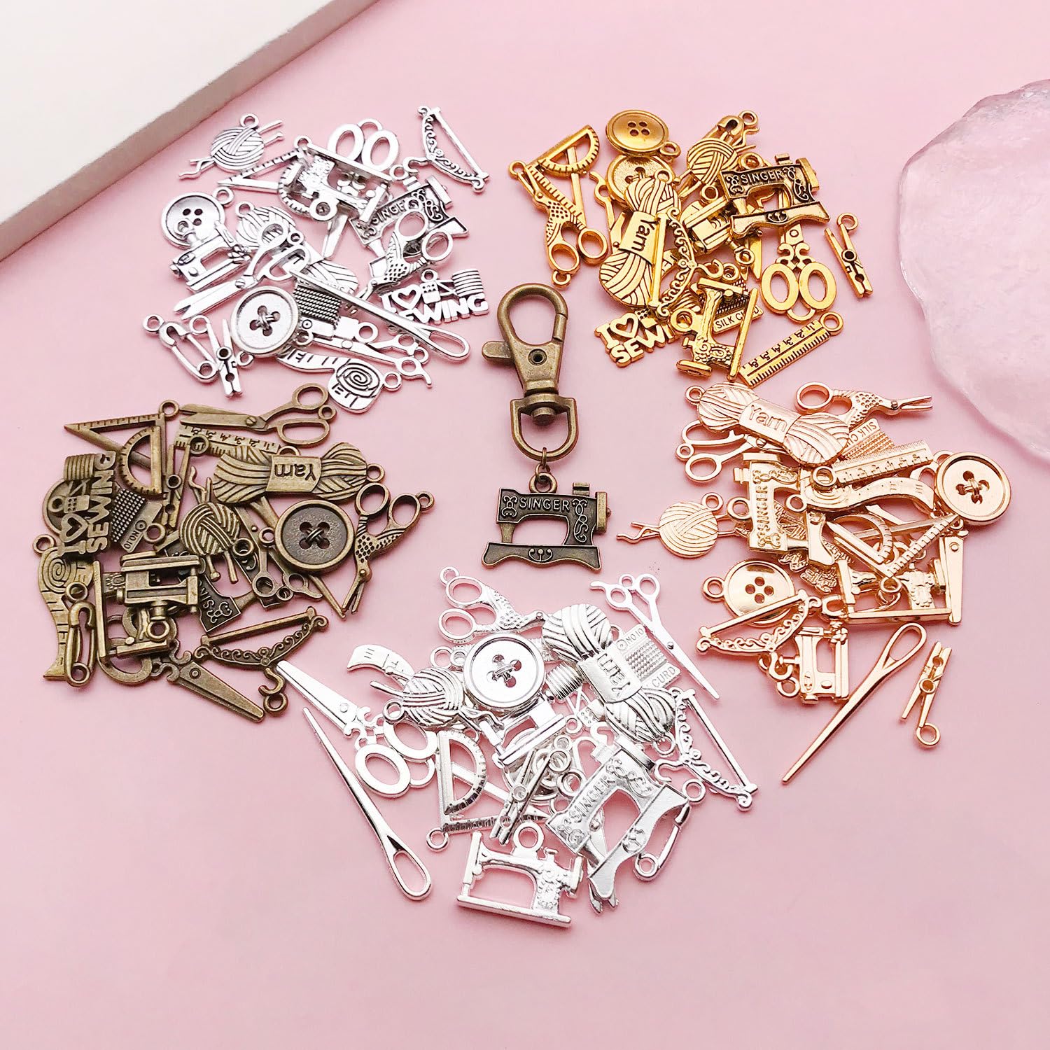 Topflier Mixed Style sewing Machine Series Charms for DIY Jewelry Bracelet Necklace Earring Keychain Craft Accessory Mother's Gift 100 PCS - Image 2