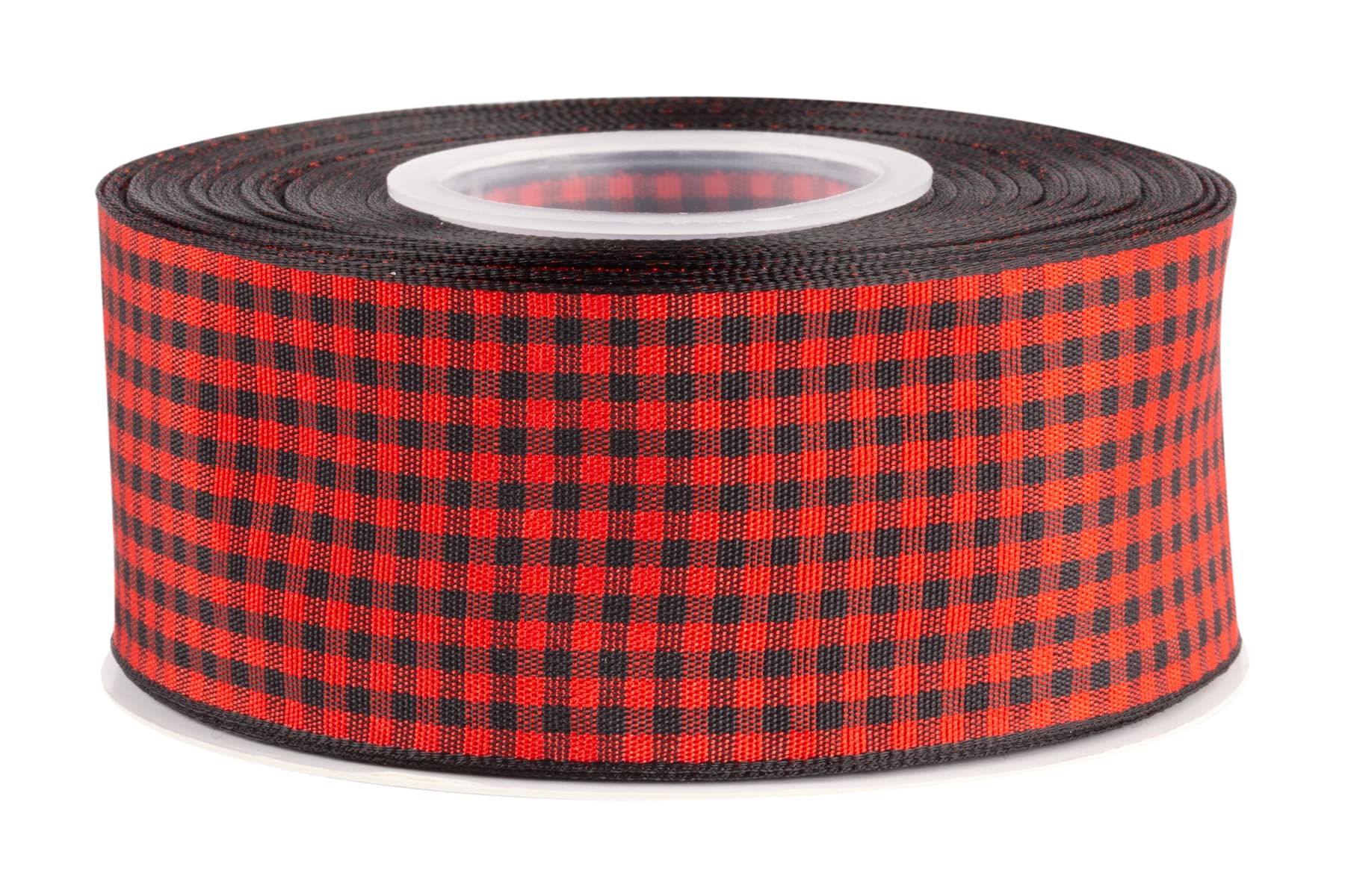 AVANAVA Gingham Ribbon 40mm Plaid Polyester Check Woven Ribbon for Crafts Gifting and Wedding (22 Meters-Roll, Red Black) - Image 3