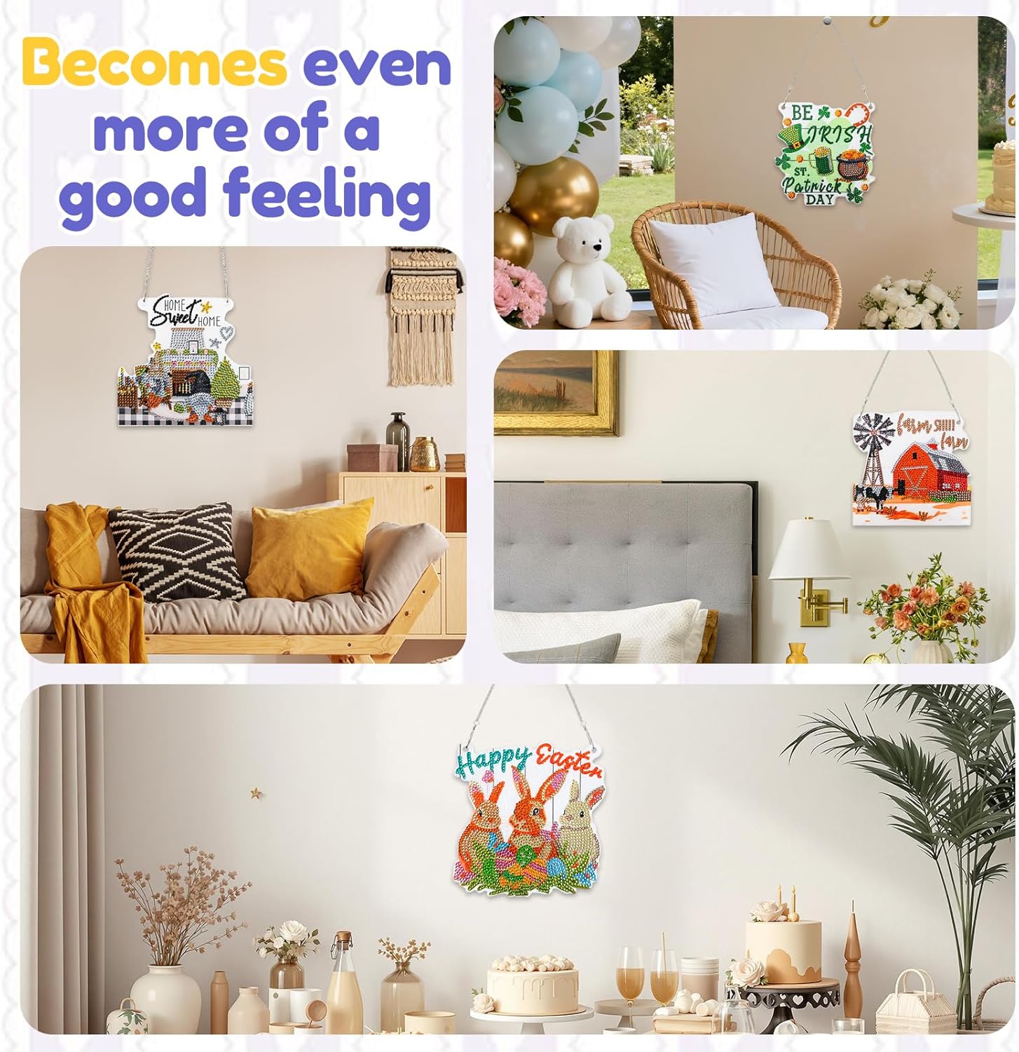 LINGFANG 13 PCS Diamond Art Hanging Kit for Adult, Diamond Painting Ornament Kit, Special Shaped Rhinestone,DIY Acrylic 5D Art Window Pendants Home Garden Wall Hanging Kits,Double Sided (Seasonal)