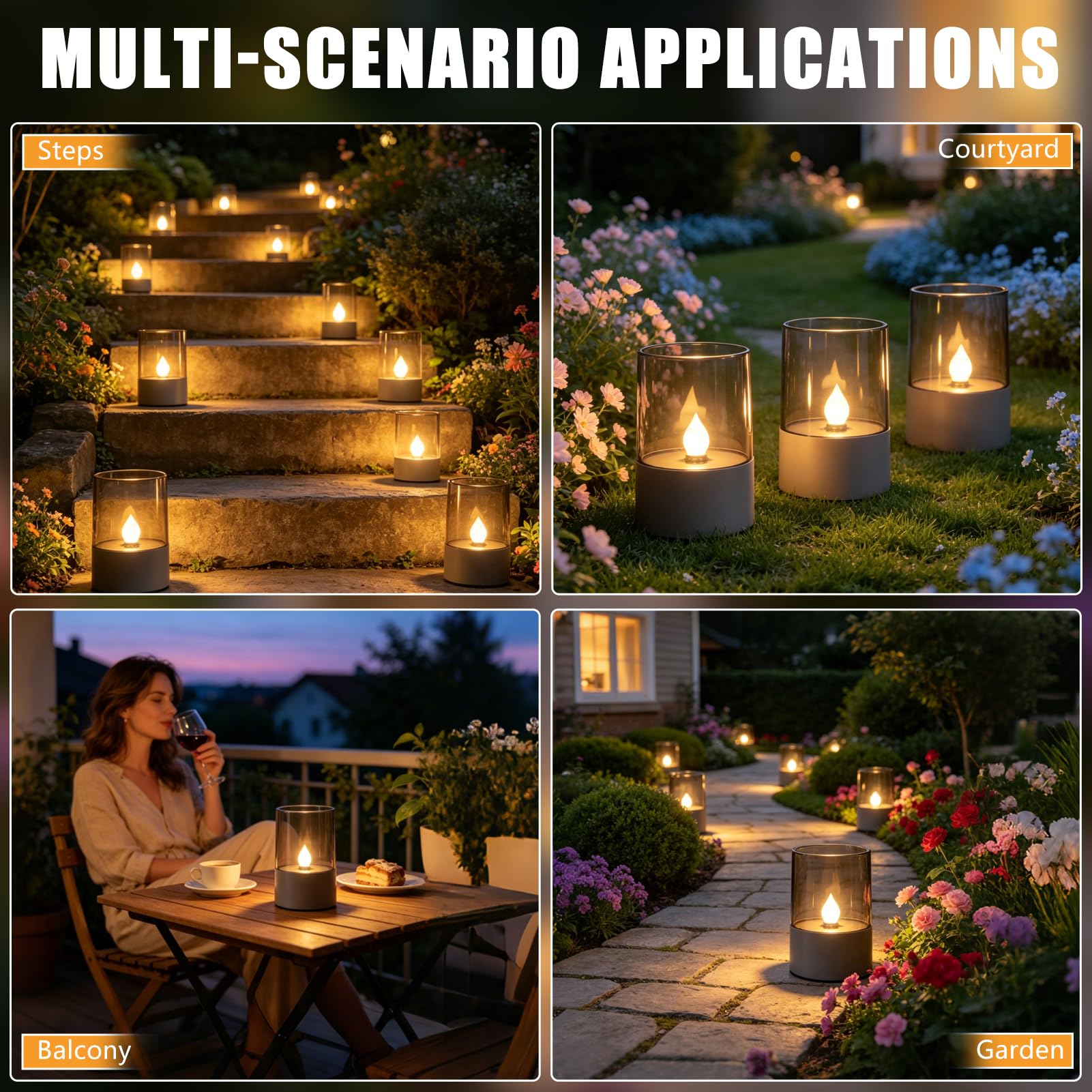 2 Stück Solar Kerzen Outdoor Teelichter LED Aufladbar Outdoor Kerzen mit Timer Wasserdicht Aufladbare Solar Teelichter Elektrisch Solarkerzen für Außen Wetterfest Garten Terrasse Balkon Deko (C)