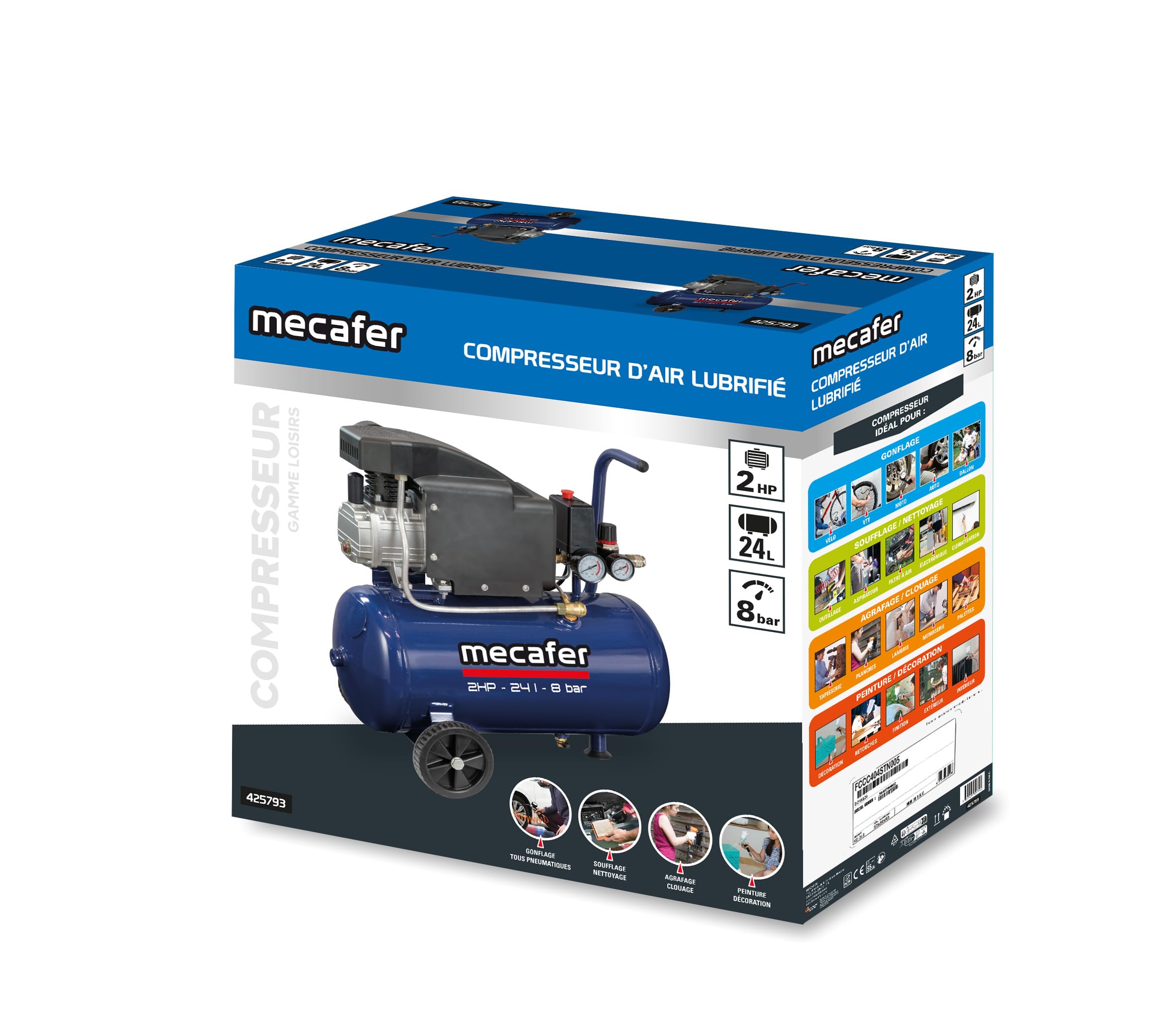 Mecafer 425793 Compresseur 24 L Blue line
