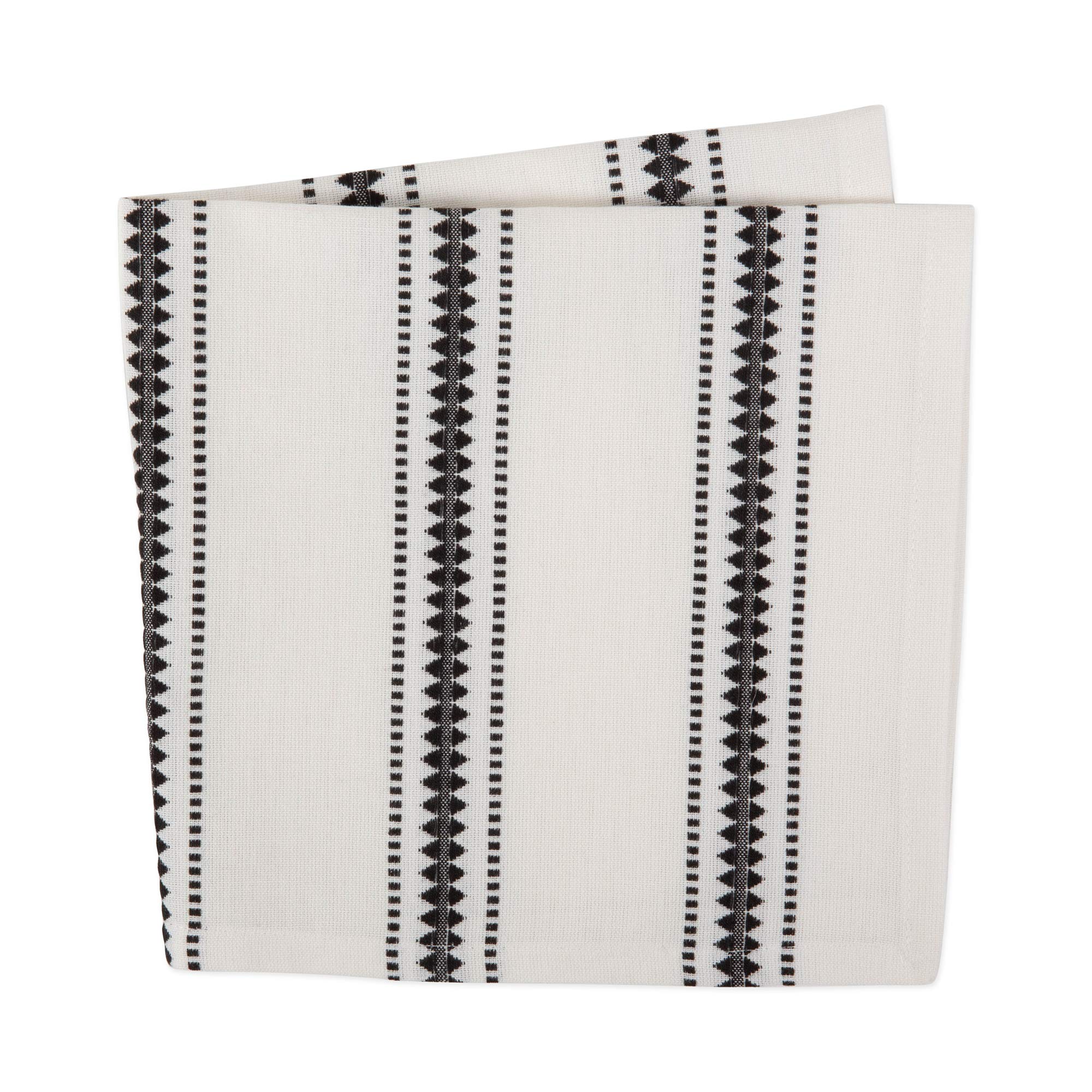 DII Zig Dobby Tabletop Collection, White Cotton Background with Embellished Stripe, Napkin Set, Black, 6 Count - Image 3