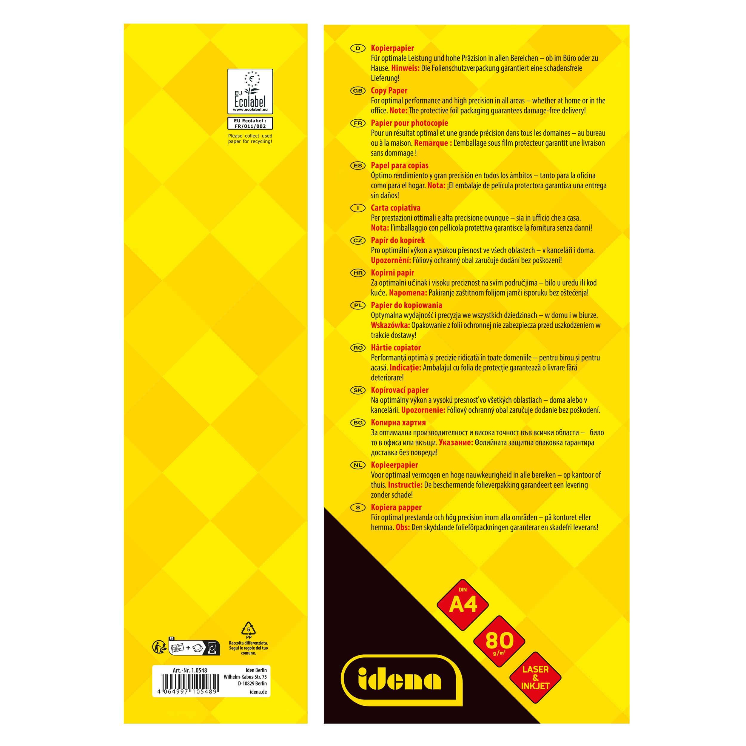 Idena 90950 Carta per fotocopie A4 5 confezioni da 500 fogli 80 g/m²