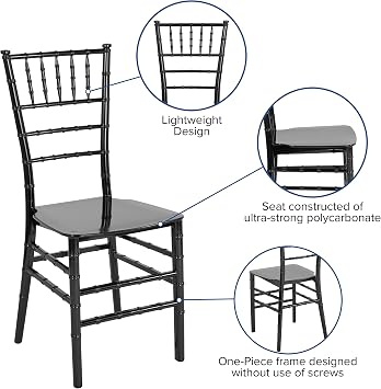 BizChair Black Stackable Resin Chiavari Chair