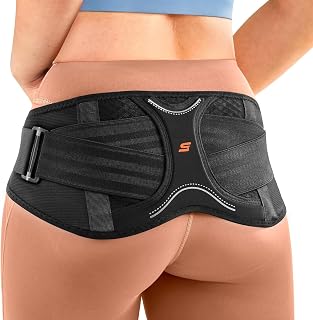 SueStar Sacroiliac Belt with Removable 3D Pressure, Hip Brace for SI Joints Pain, Lower Back Pain and Sciatica Nerve Relief, Anti-slip Si Joint Belt for Women,Gery.S/M