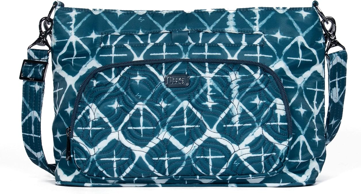 Lug Samba XL Convertible Crossbody Bag, HORSES NAVY - Versatile Travel Purse with Magnetic Phone Pocket and Secure Zipper Compartments