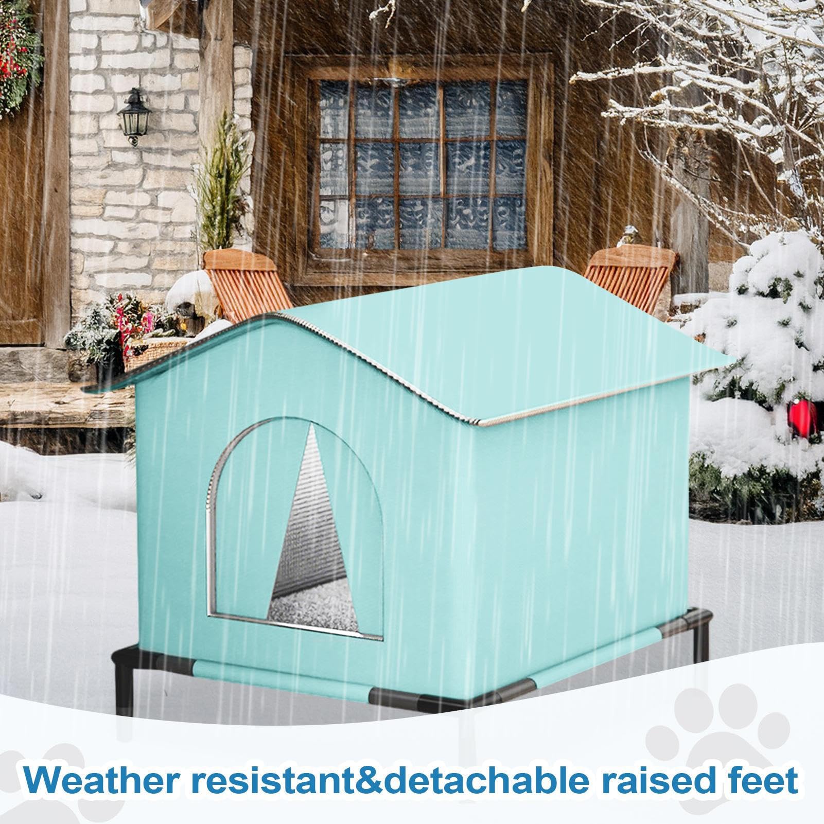 SHÉLIERA DE Cat Outdoor - ISOLURE Esterno Casa Di Gatto | Tenda Per | Animali Domestici Impermeabile per Freddo Animale Confortevole con Tappeto A Persiane per Uso Giardino, Grotta