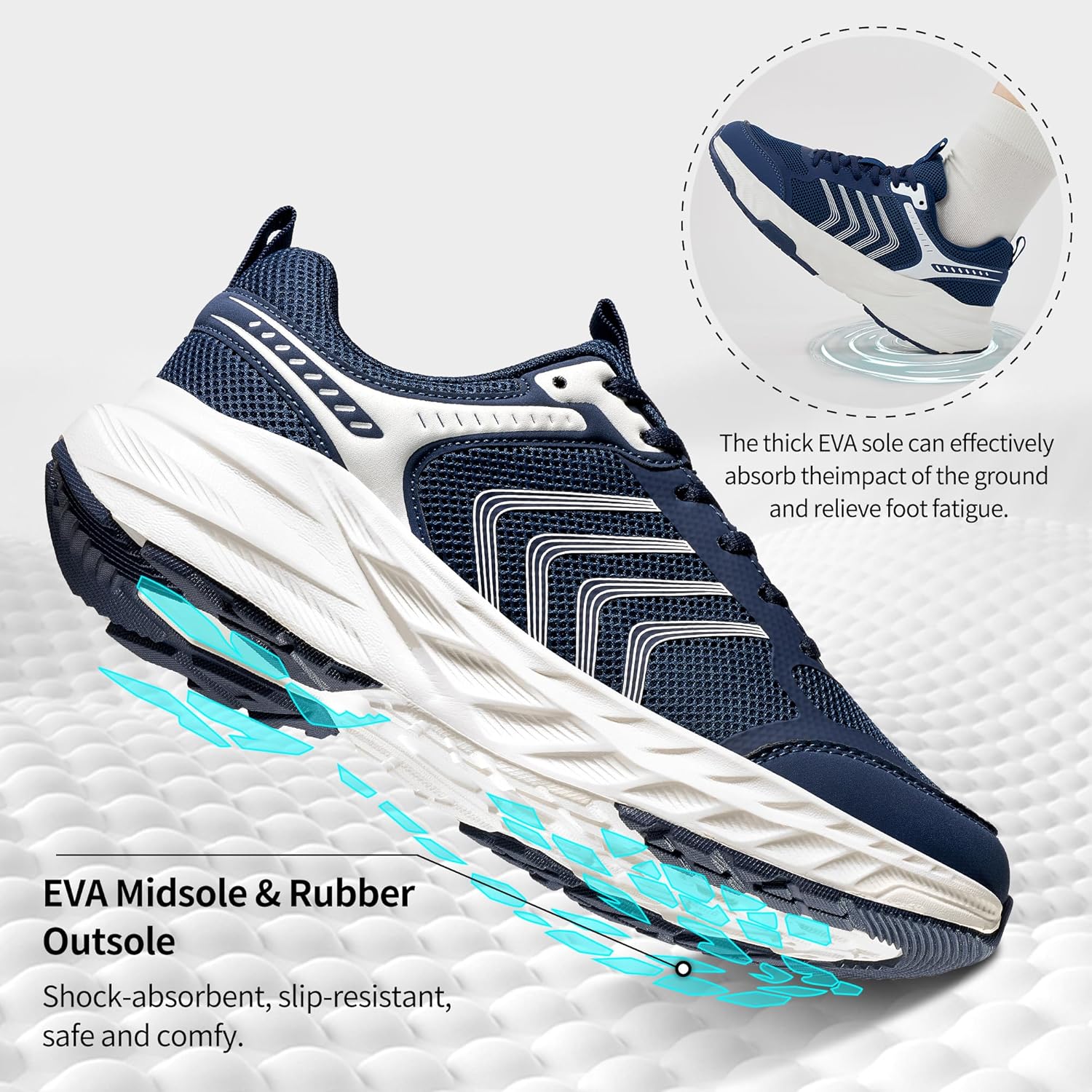 Ablanczoom Mens Sneakers Walking Shoes: Comfortable Breathable Cushioning Non Slip Casual Tennis for Gym Workout Athletic