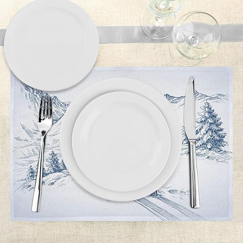 Miniatura 124 de Ambesonne Juego de 4 manteles individuales amarillos y azules, diseño de flores de primavera, flores vibrantes, manteles individuales de tela Azul