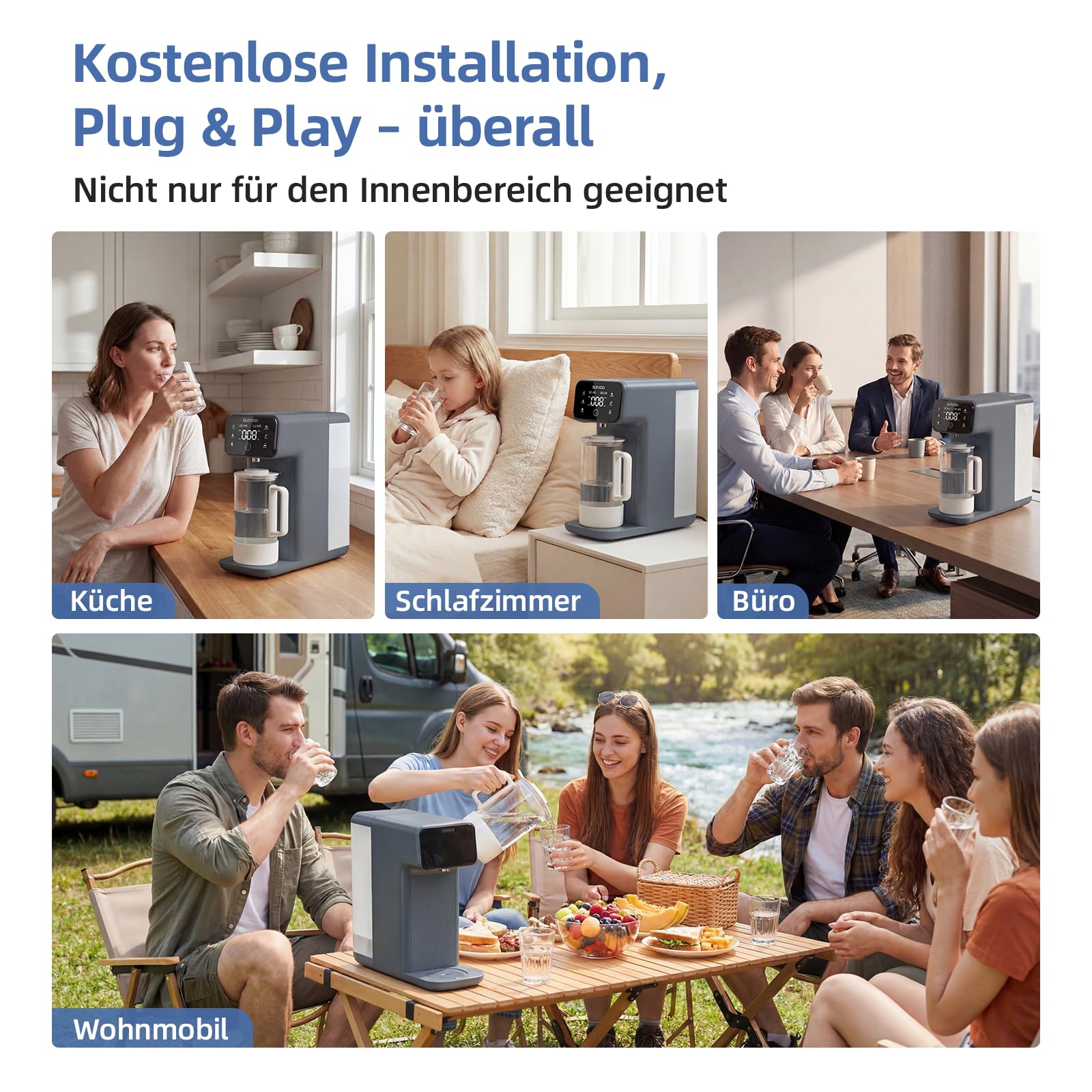 Instalacja osmozy do wody pitnej, 6-stopniowa filtracja przeciwko azotanom i PFAS, stosunek ścieków 4:1, monitor TDS, zbiornik 4L, 1,2 l szklany dzbanek do remineralizacji wody alkalicznej