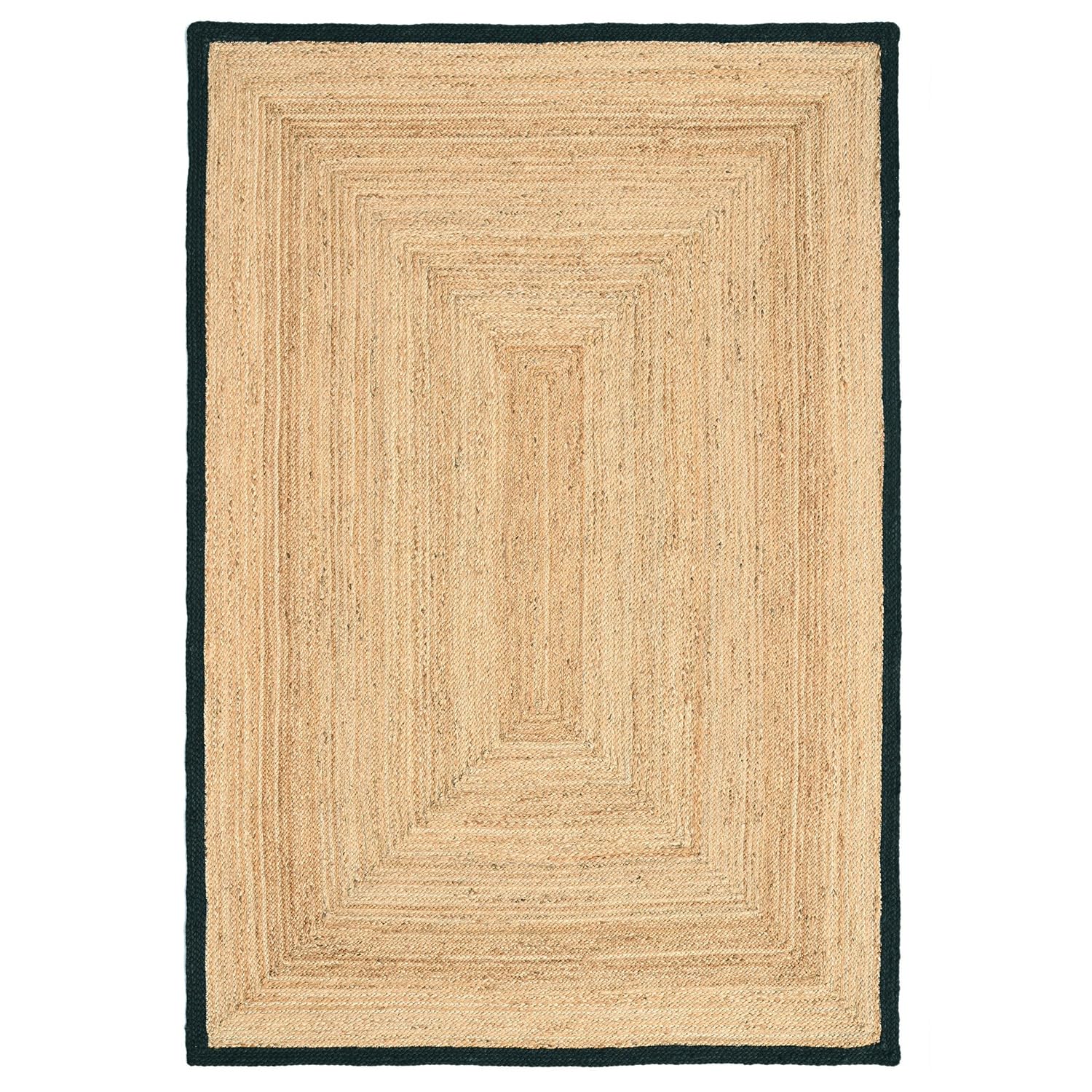 HANIESTA Bold Frame Anthracite Jute Rug, Handmade 100% Natural Jute Rectangle Rug with White Border, Woven Area Rug for Living Room, Bedroom & Hallway 160x230 cm — image 1
