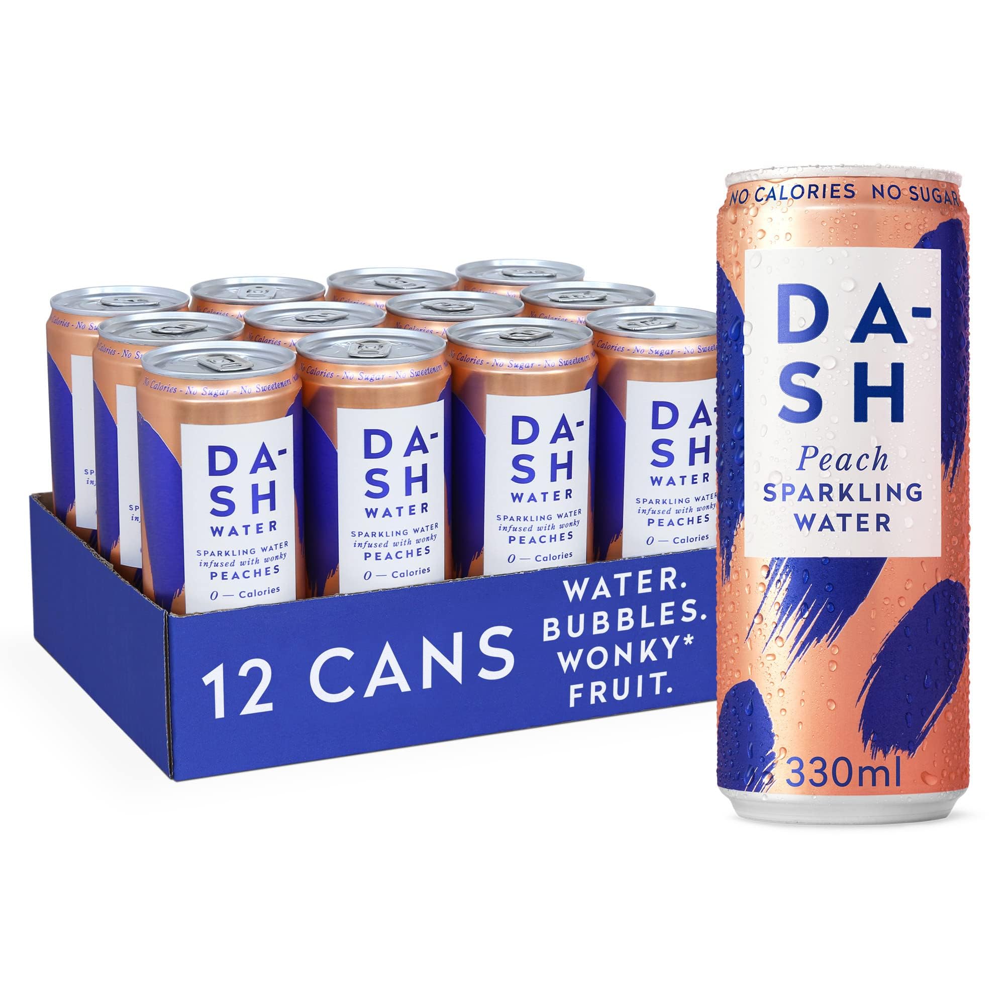 DASH WATER Sparkling Peach Water, 330 ML