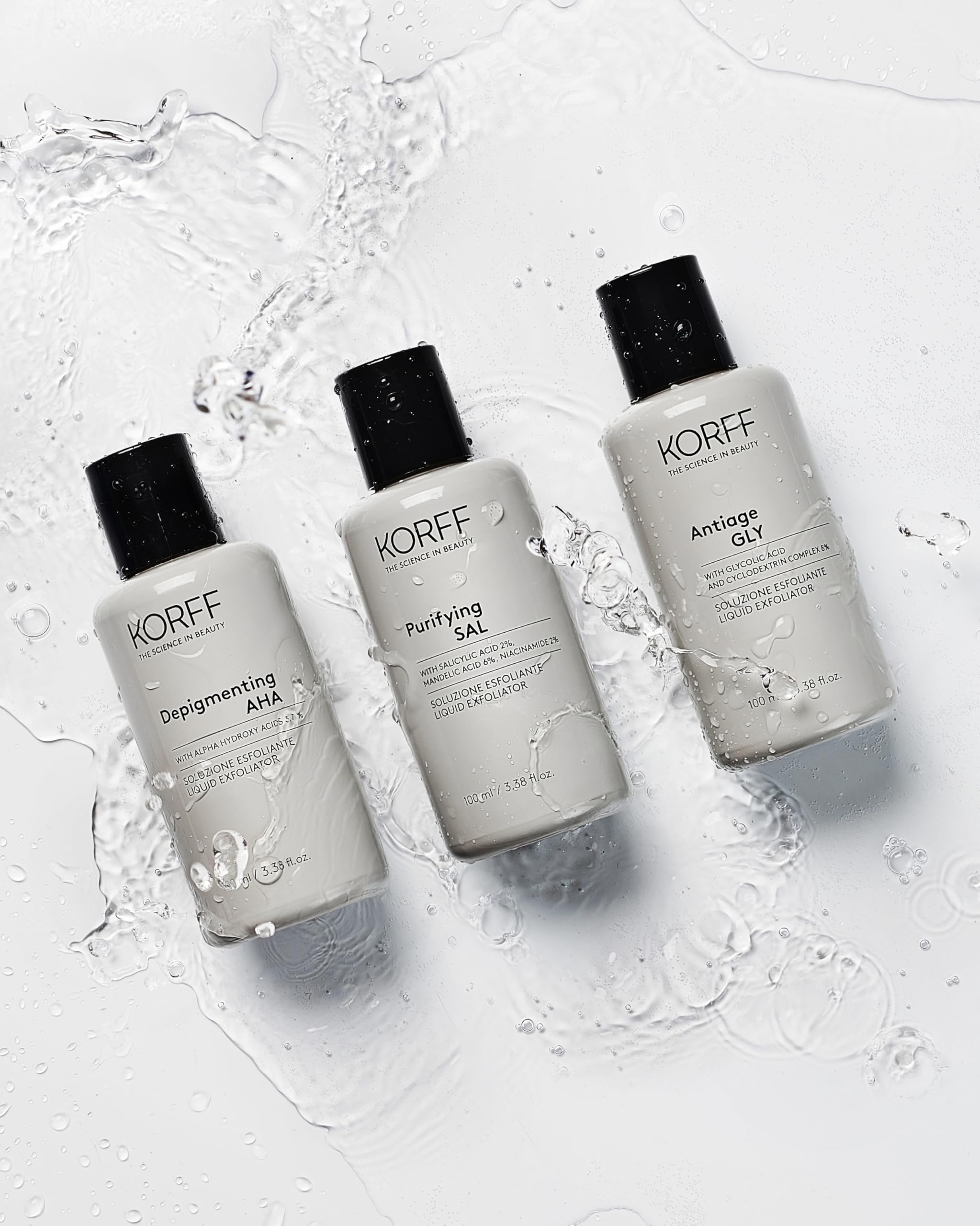 Korff Antiage Gly Soluzione Esfoliante, con un Complesso di Acido Glicolico, Favorisce il rinnovamento Cutaneo, per tutti i Tipi di Pelle, Confezione 100ml