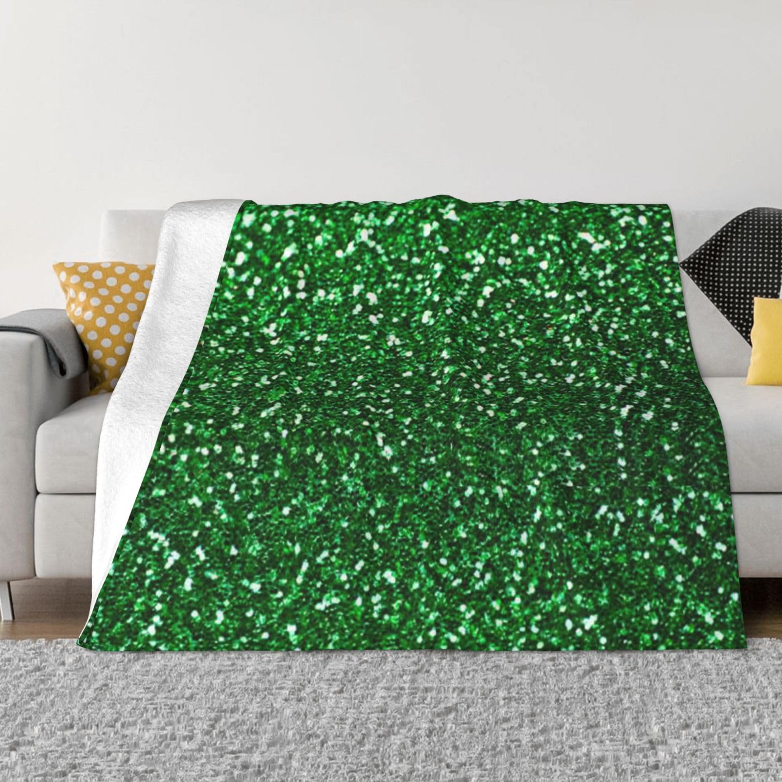 Couverture en flanelle légère et chaude grand plaid vert pour canapé chambre maison