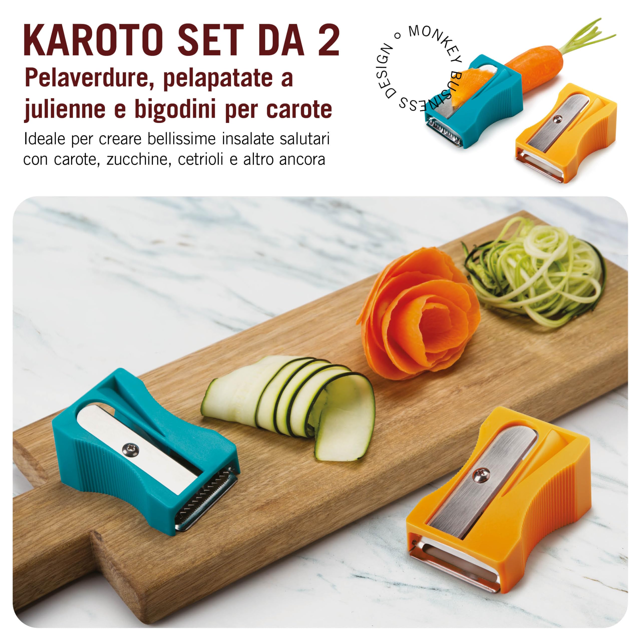 Monkey Business Pelapatate e Lama Julienne, Verde e Turchese