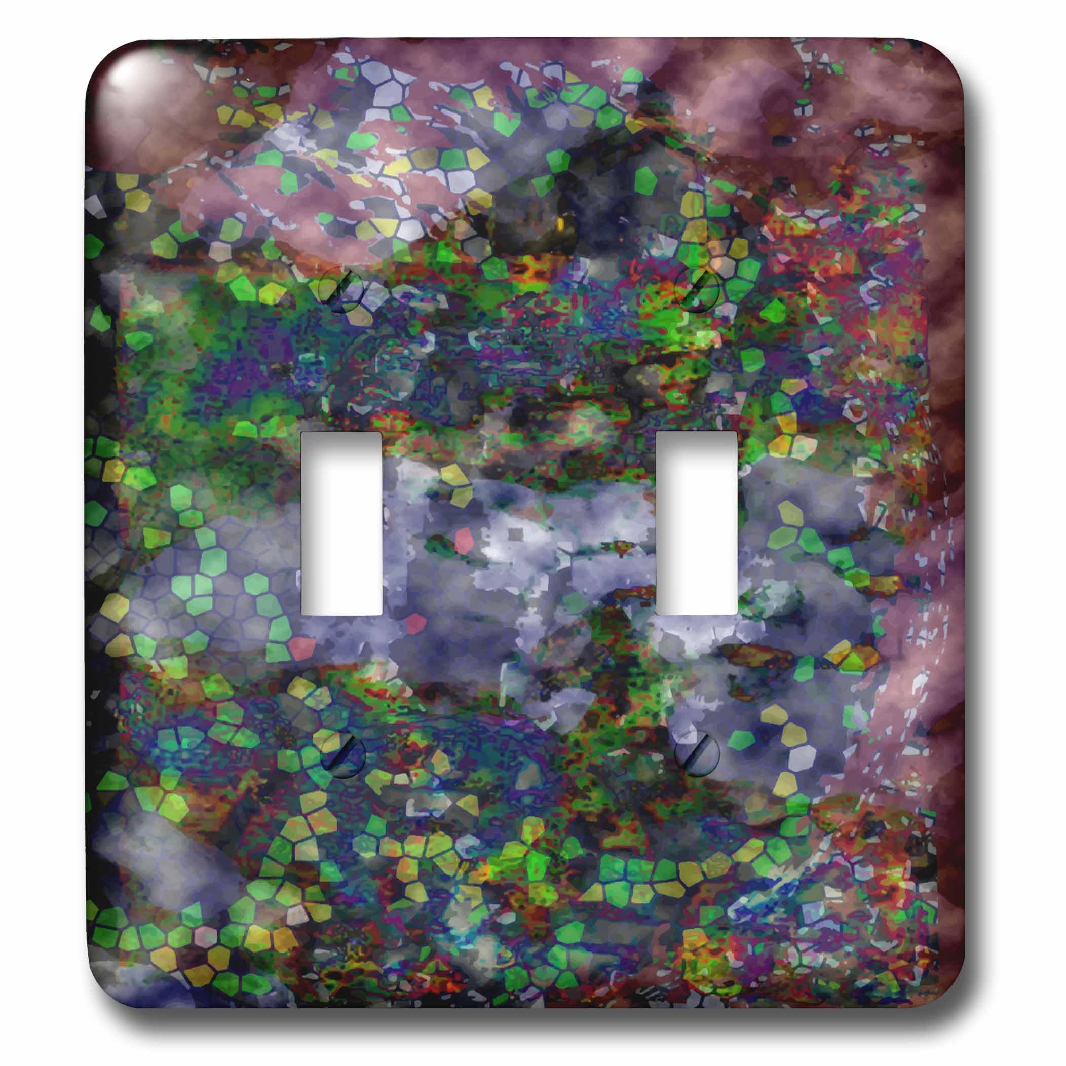 Interrupteur double à bascule multicolore 3dRose lsp_211873_2 au design mosaïque unique