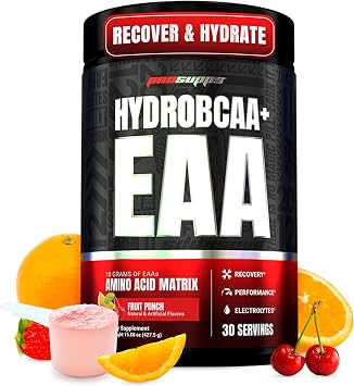 ProSupps HydroBCAA Essential Amino Acids Powder, Fruit Punch - Workout Supplement with BCAA, EAAs & Electrolytes for Hydration & Recovery - Stimulant-Free, Soy & Gluten-Free - 30 Servings