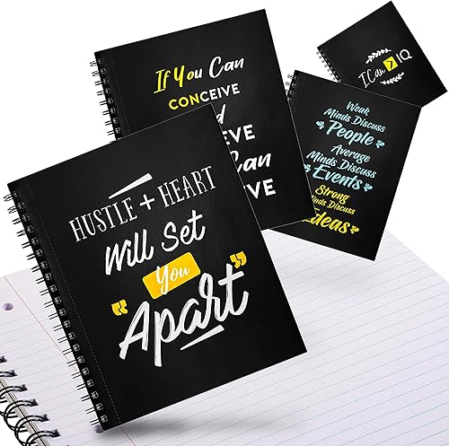 Cuadernos de espiral para el trabajo, paquete de 4 con citas motivacionales, rayas universitarias, 200 páginas, papel de calidad premium,