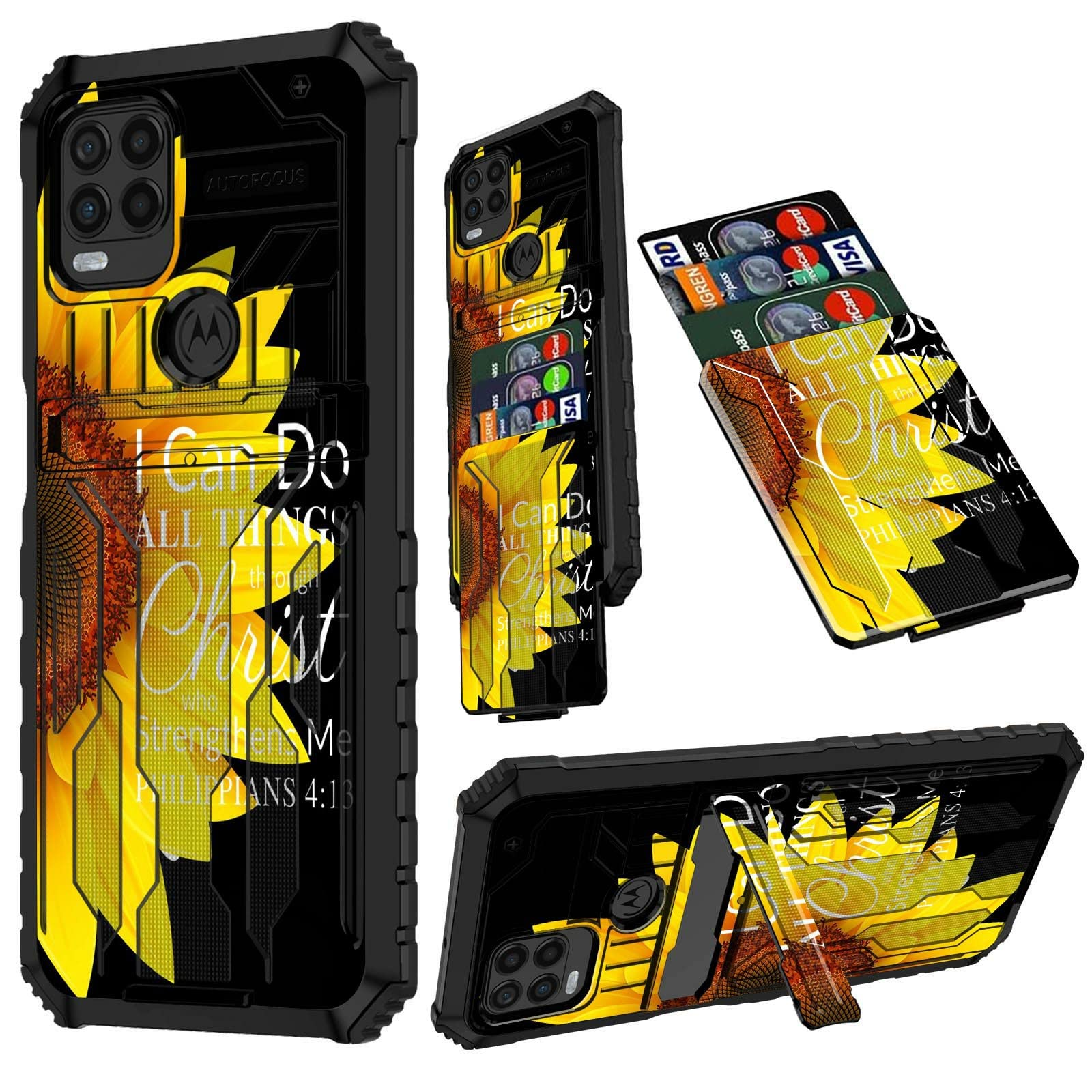 Amazon.com: Wallet Case for Motorola Moto G Stylus 5G 2021, Military Grade  Textured Matte Hybrid Design Drop Protect with Slide Detachable Card Holder  & Kickstand Heavy Duty Cover, Sunflower Philippians 4:13 :