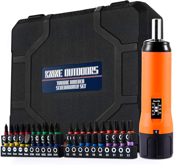 KNINE OUTDOORS Torque Screwdriver Wrench Driver Set 10-70 Inch Pounds lbs for Maintenance with T-bar Handle, 40 Hex Bits, 1/4" Socket, Shaft Extension, For Tools, Bike Repairing and Mounting