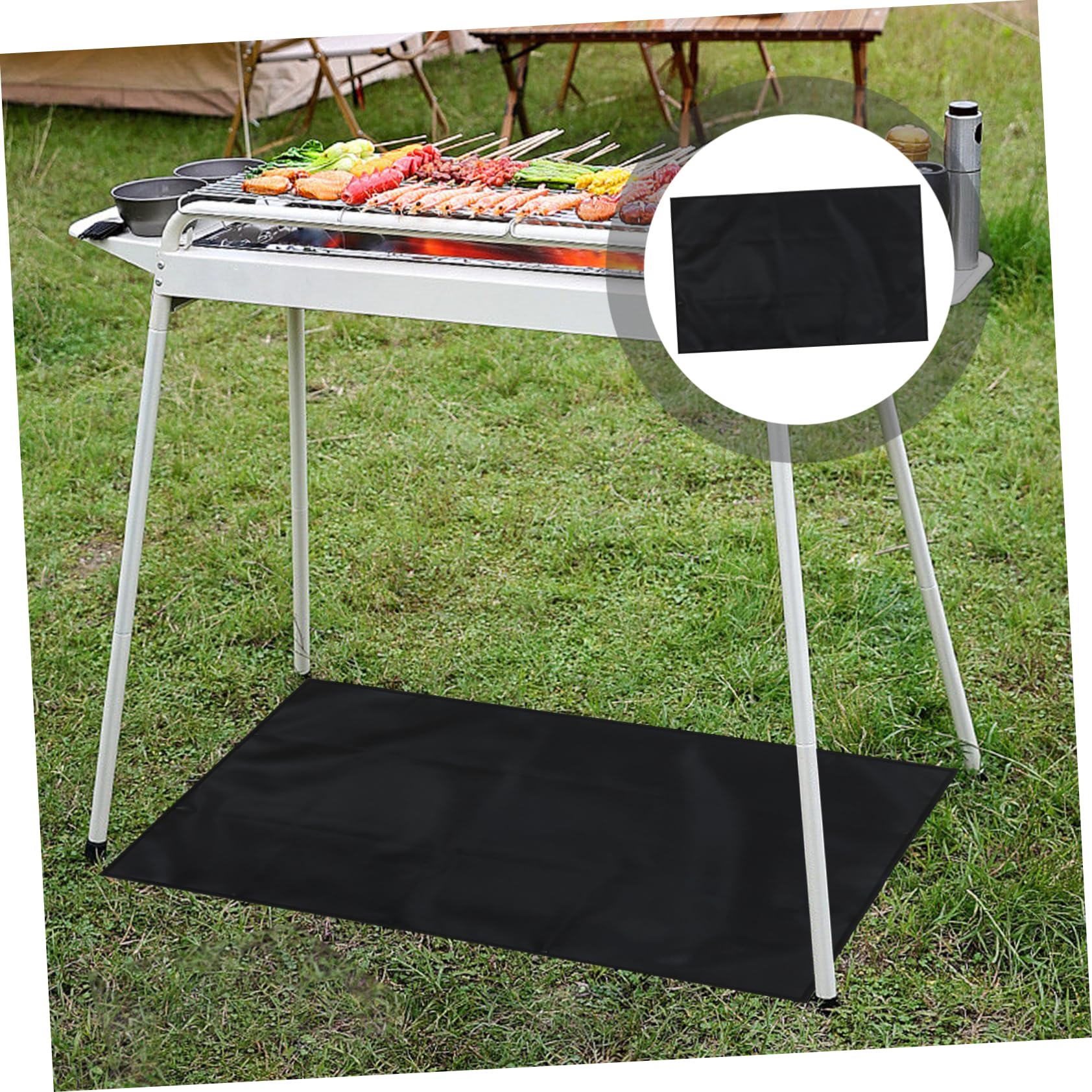 Yardwe Alfombra Protectora para Parrilla 48x30 Pulgadas, Doble Cara | Alfombrillas Debajo Parrilla Negra Resistente al Fuego para Parrillas de 22 y 17 Pulgadas Ninja Outdoor Woodfire