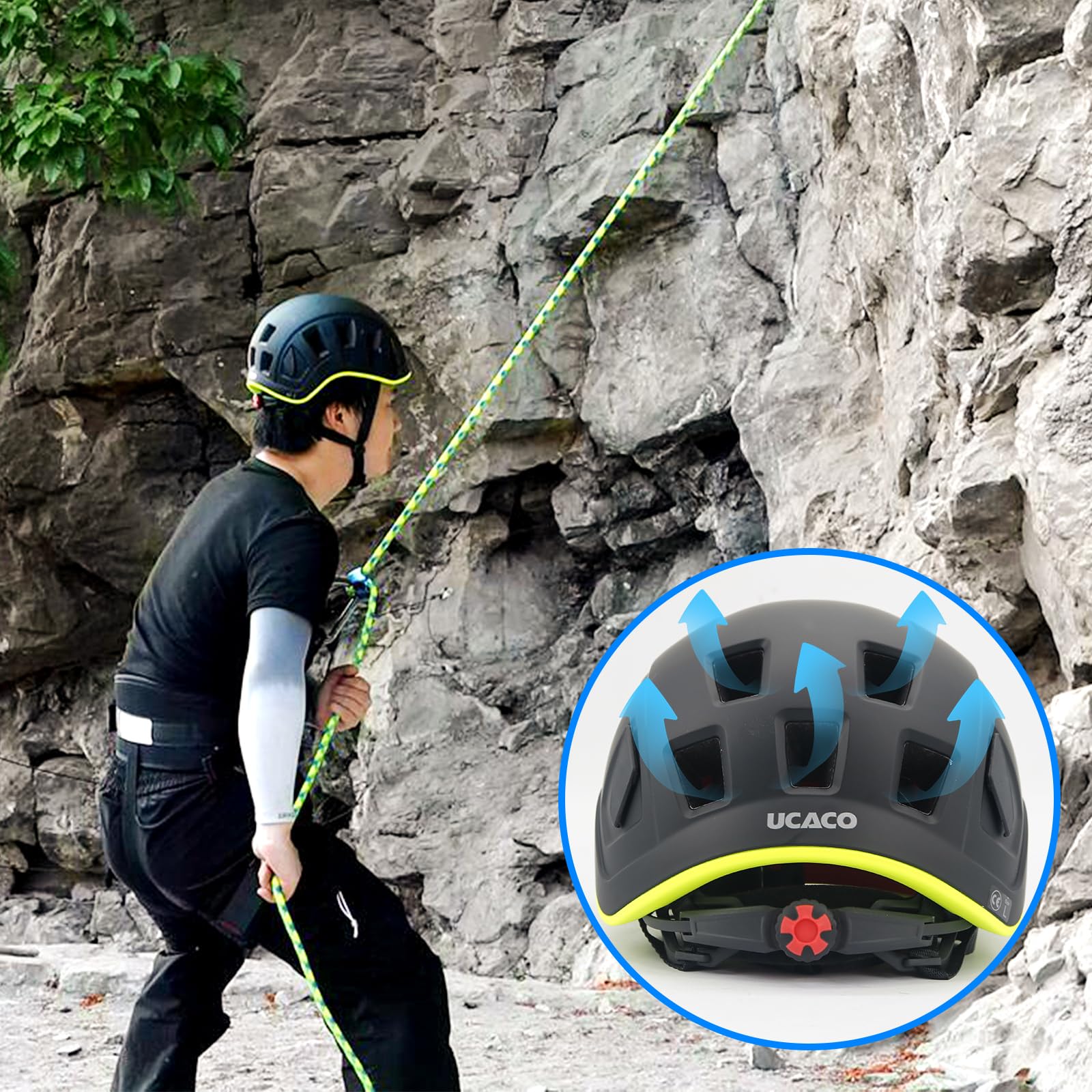 NewDoar Climbing Helmet EN 12492 Certified Half Dome Helmet Ultralight Design with 11 Ventilation Ports & Headlamp Clips for Rock/Ice Climbing, Caving, Rescue Adjustable 57-62cm (Men/Women)