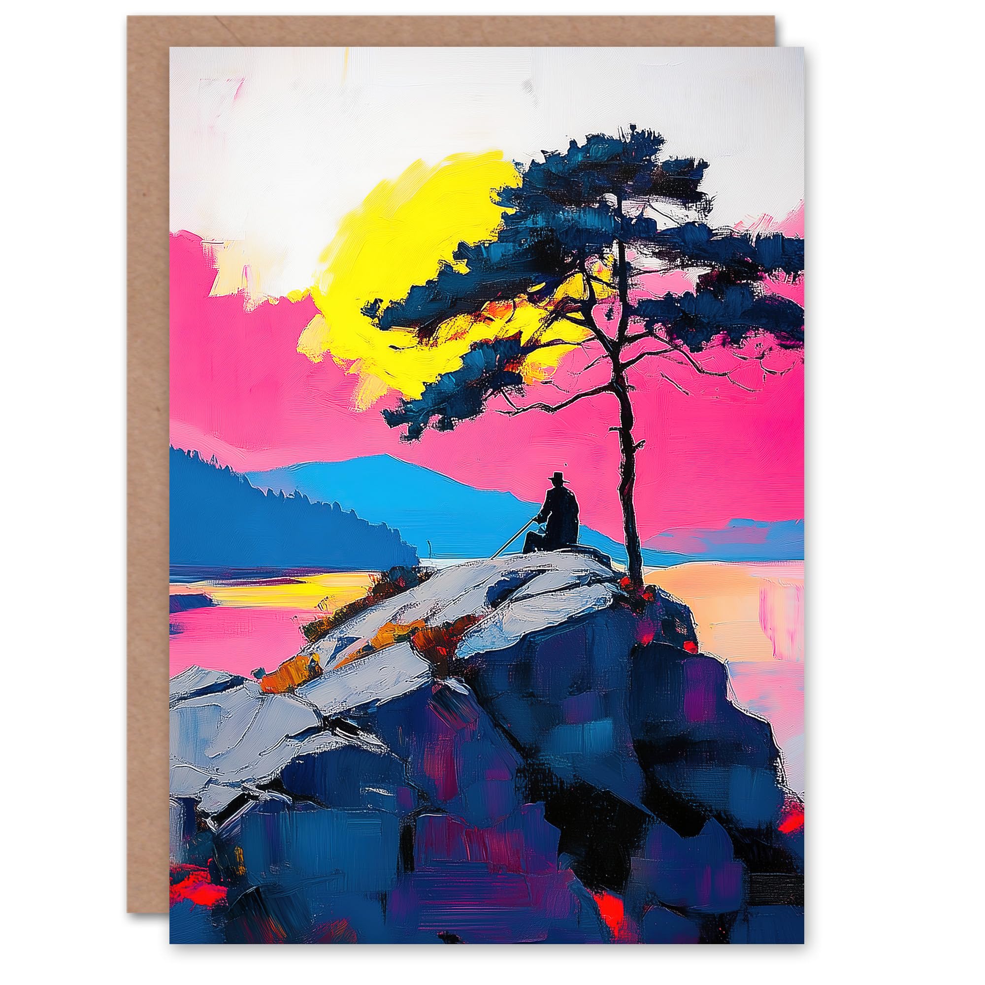 Artery8 - Old Man Lone Tree Sunset Coastal Cliff Landscape Birthday Greeting Card