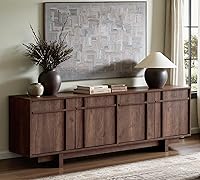 68 Inch Mid Century Modern TV Stand for 75 Inch TVs - Walnut Wood Grain Entertainment Center with Hidden Storage Cabinets