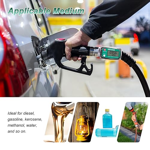 Miniatura 7 de Medidor de flujo de combustible NPT de 1.5 pulgadas, 10.5-74 GPM 1-12 pulgadas medidor de flujo de turbina digital en línea con pantalla LCD para