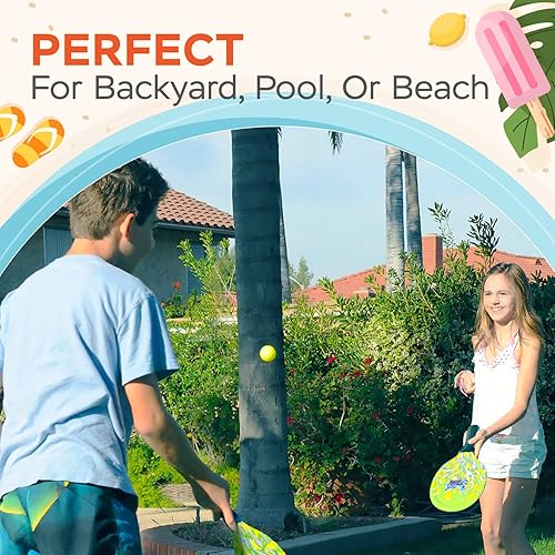 Miniatura 3 de Sunlite Sports Juego de remo de playa, 2 paletas y 2 bolas, perfecto para diversión en el patio trasero o al aire libre o playa o césped, verde