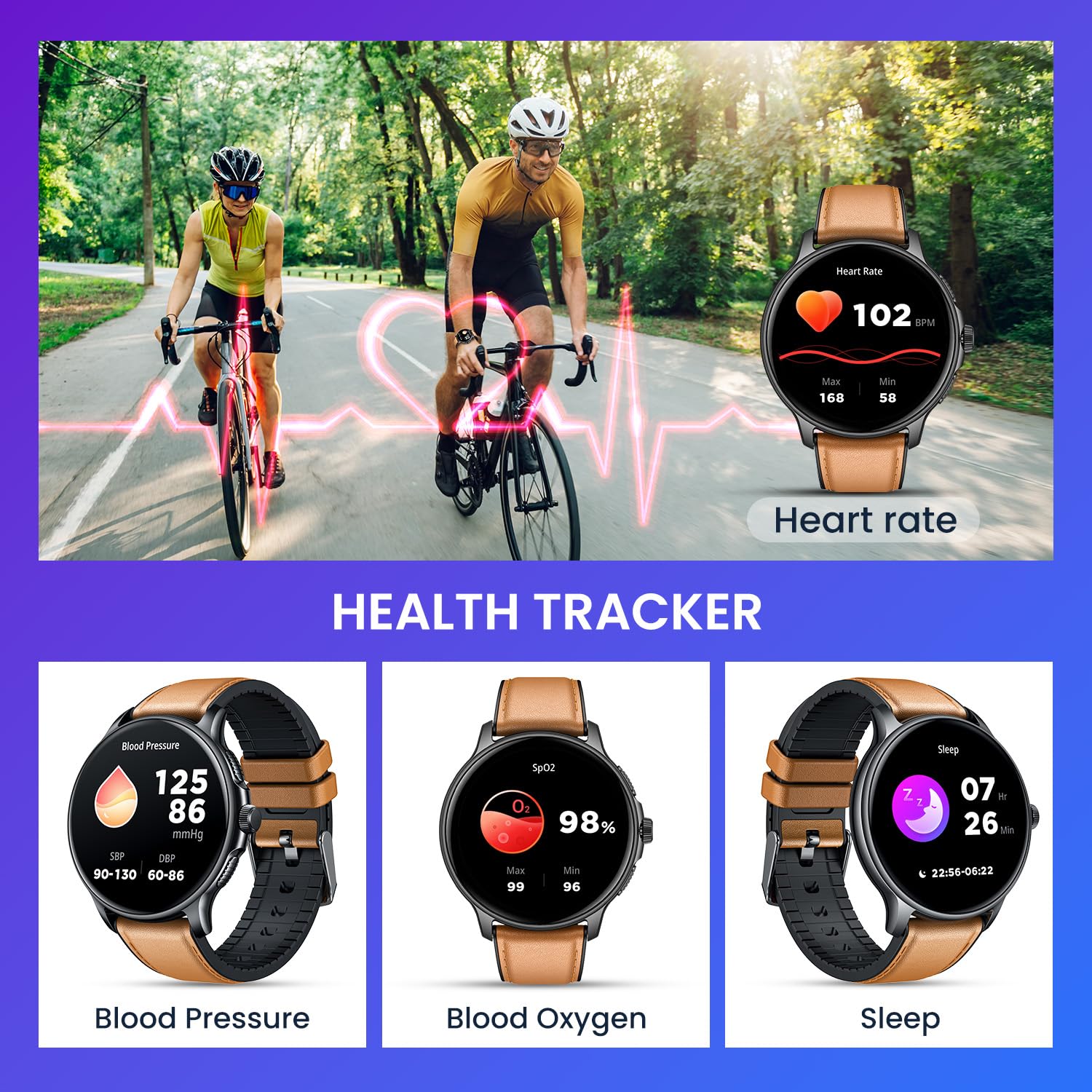 Orologio Smartwatch Uomo Smart Watch: 1.43" Intelligente Orologi con Chiamate Bluetooth Pressione Sanguigna SpO2 100+ Modalità Sport IP68 Impermeabile Contapassi Compatibile Tracker per iOS e Android