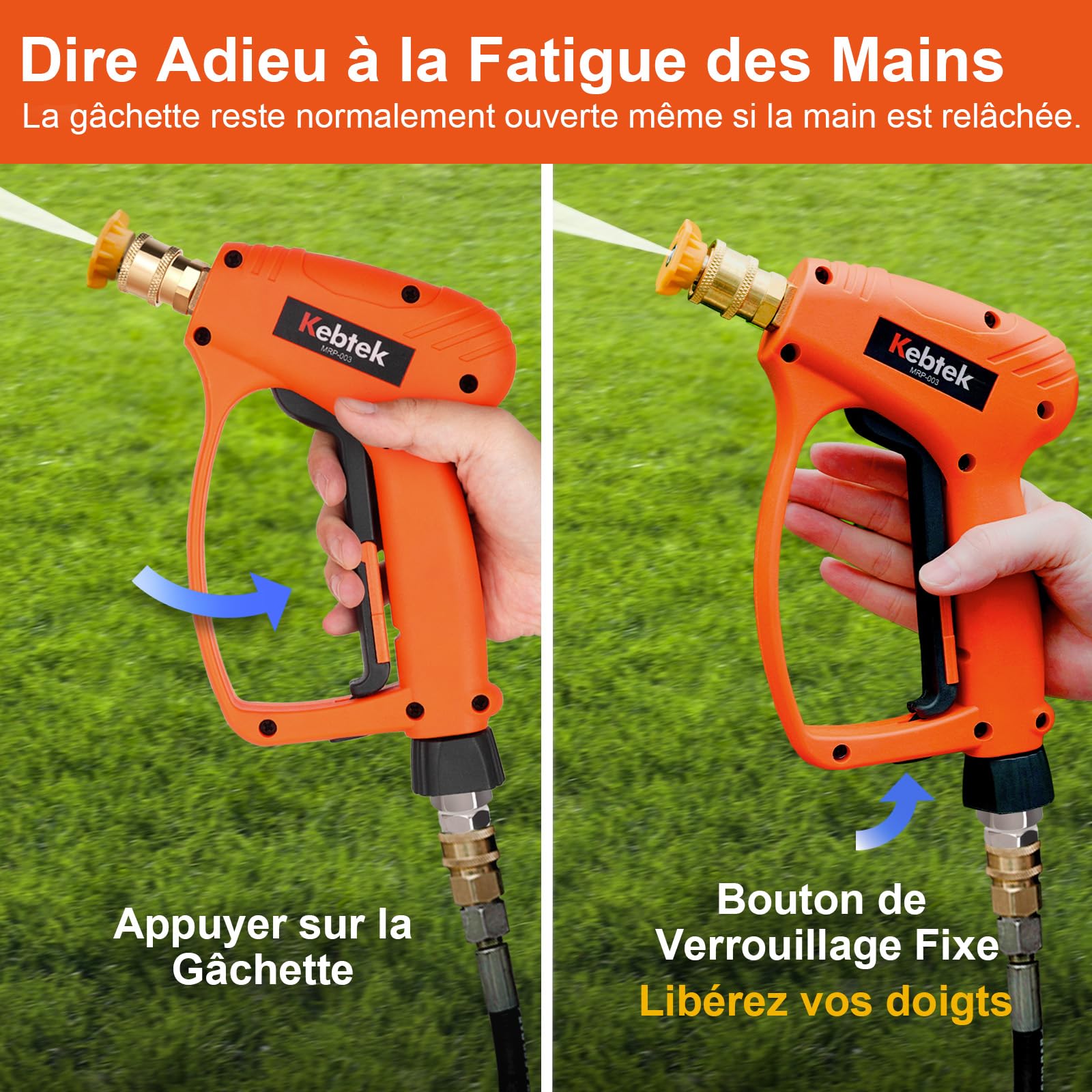 Kebtek Pistolet Haute Pression Compatible avec Nilfisk/Bosch avec Canon à Mousse et 5 Embout de Buse
