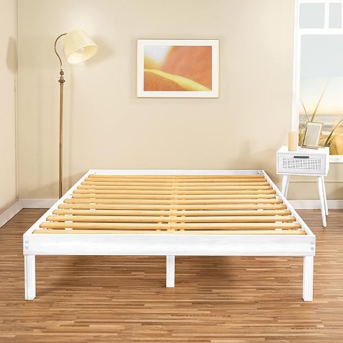 Miniatura 3 de Naomi Home Linda 14 Inch Twin XL Solid Wood Platform Bed Frame, No Squeak Bed Frame with Wooden Slats, No Box Spring Needed, 9.2 Under Bed Storage
