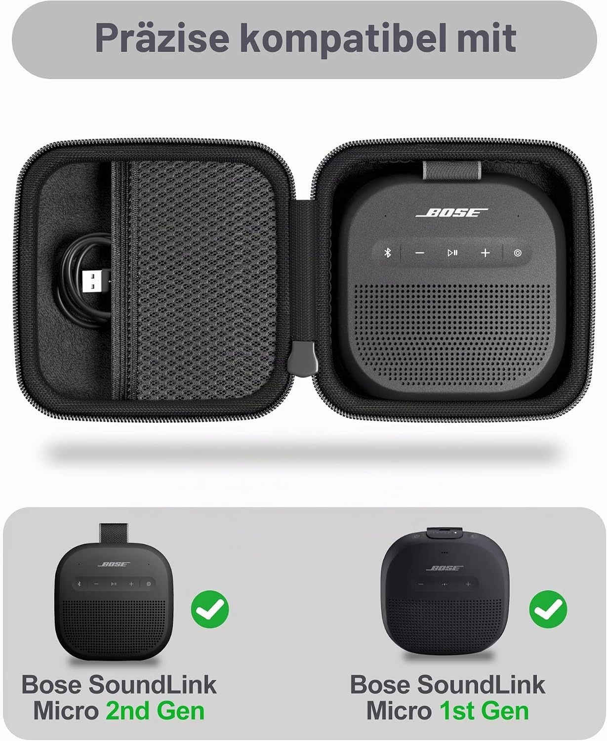 Tragetasche für Bluetooth Lautsprecher Bose SoundLink Micro Schwarz Case Etui