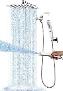 G-Promise All Metal 12 Inch Shower Head with Handheld Spray(2.5gpm, Chrome) | All Metal, Power Wash Mode Handheld, Full Body Coverage, Extra-Long Flexible Hose, Easy to Install, Modern Bathroom Upgrade