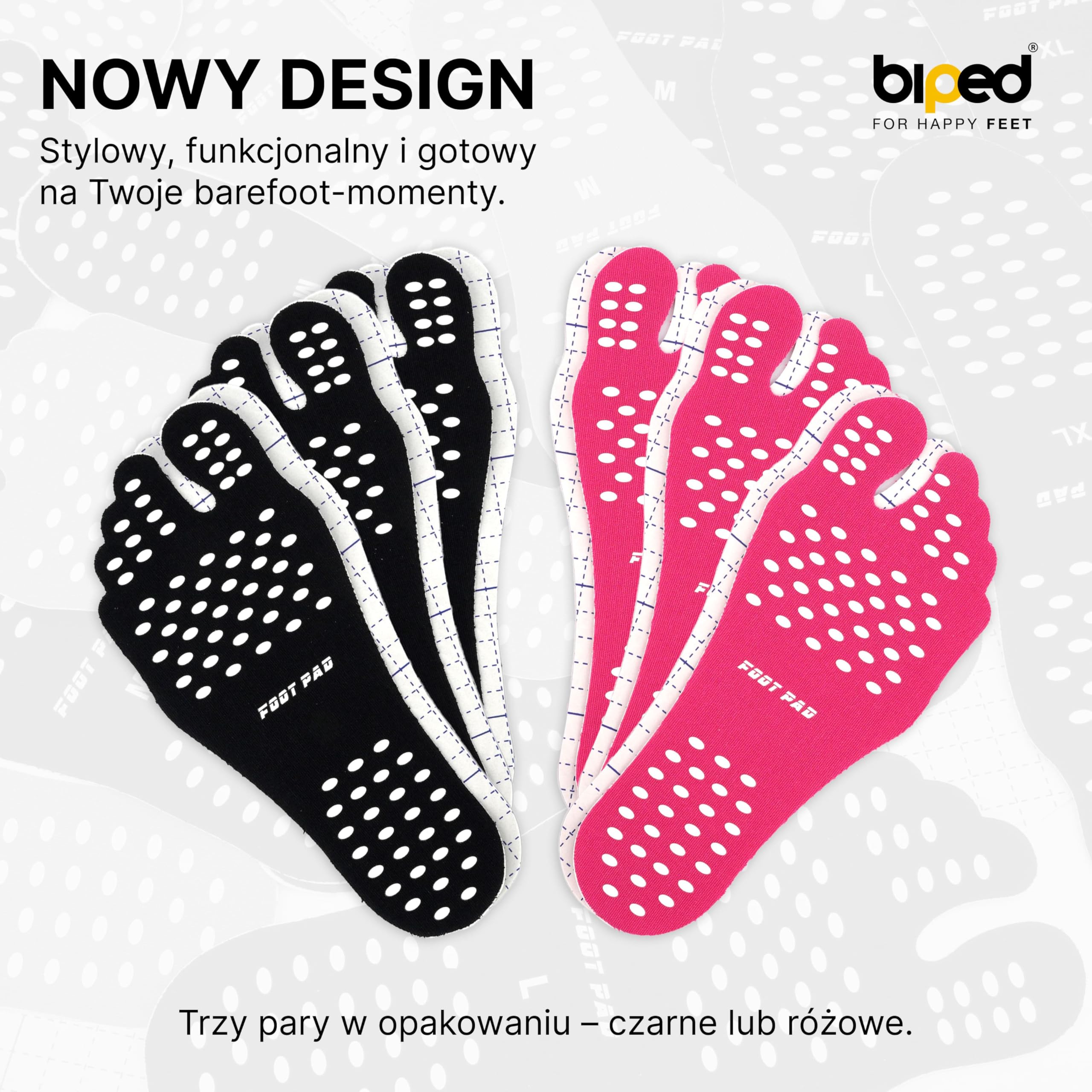 biped 3 pary BEACH TAPE podeszwy boso – antypoślizgowe nakładki na stopy na plażę, basen, jogę i na zewnątrz – wodoodporne i odporne na wysoką temperaturę z2931(black,S = 32-35)