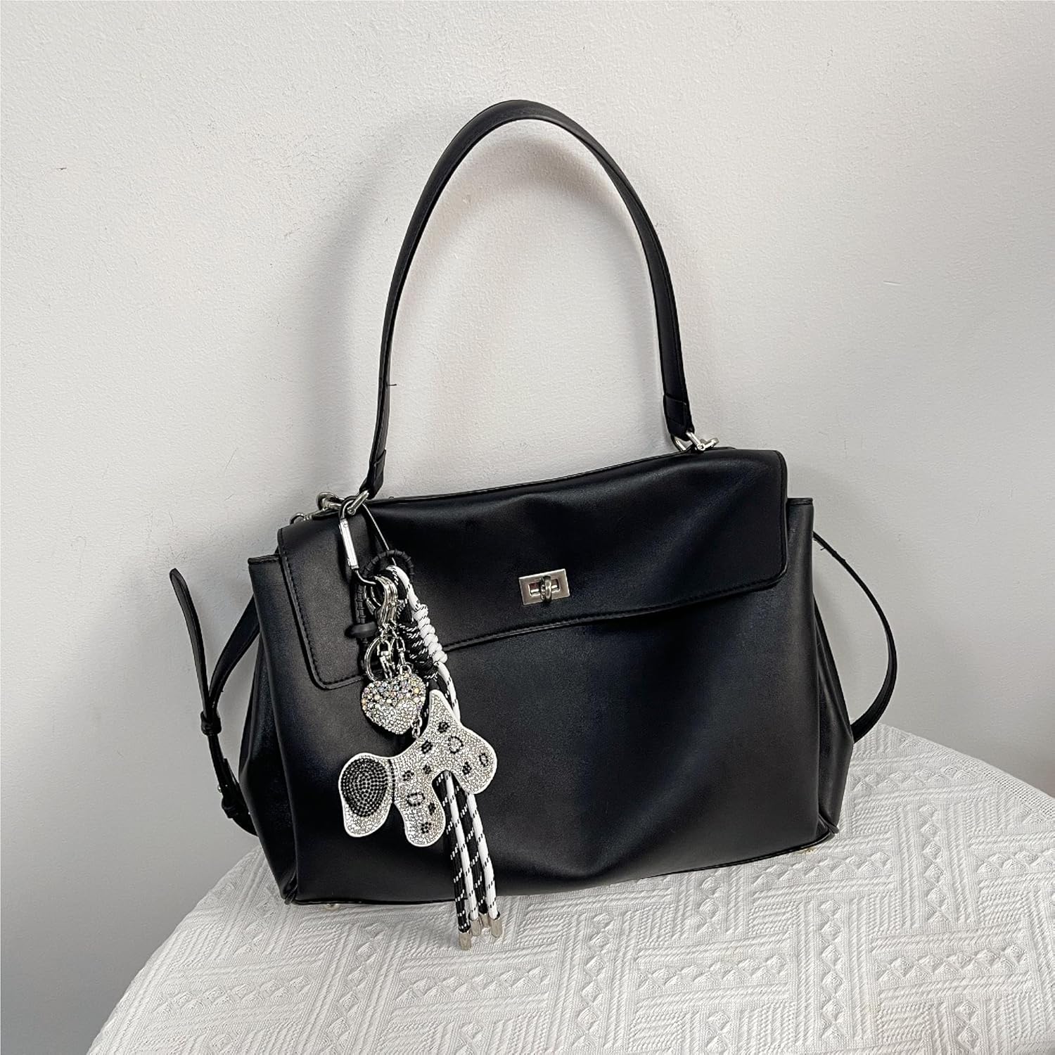 QTMY Cute Sparkling Rheinstone Puppy Dog Keychain Bag Charms for Handbag Purse Backpack Accessories for Bogg Bag,649 - Image 7